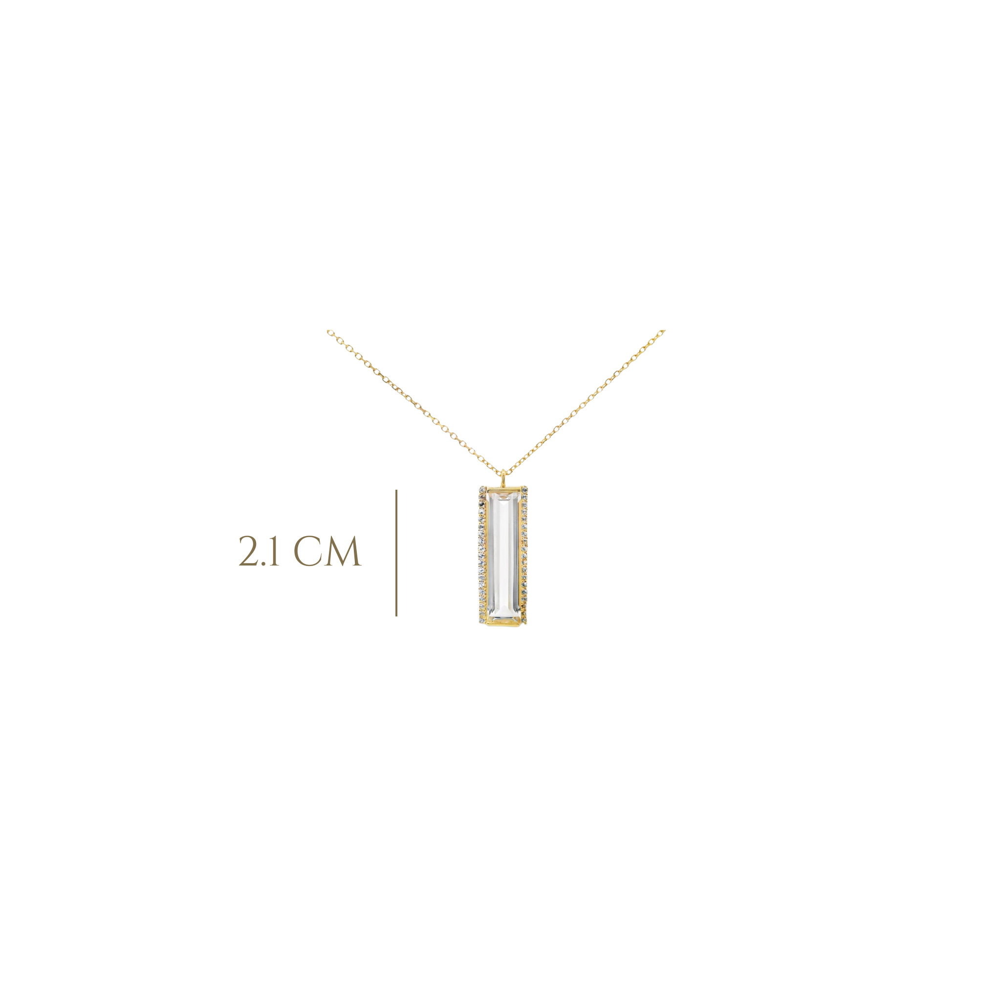 925YG SOLITARY BAGUETTE ROCK CRYSTAL WITH TOPAZ WHITE NECKLACE