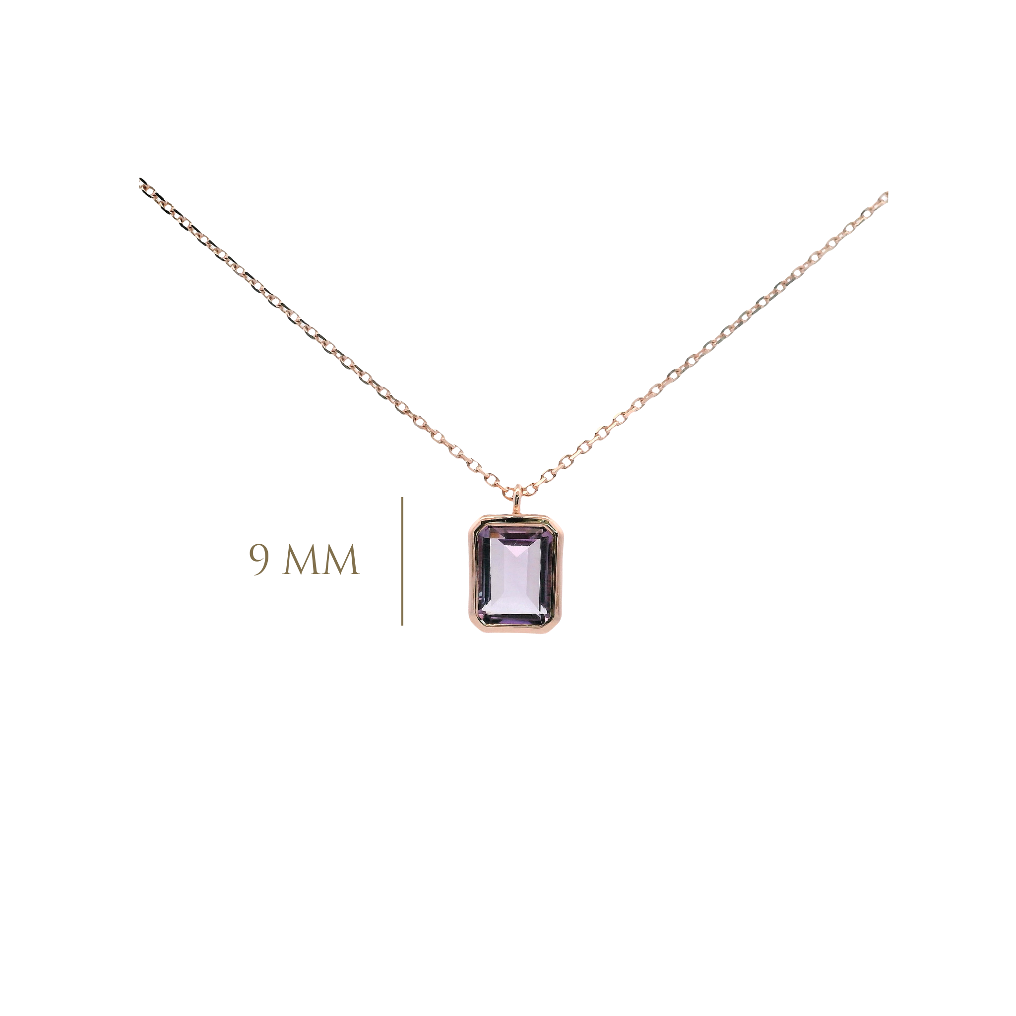 925RG SOLITARY BAGUETTE AMETHYST BEZEL 9MM NECKLACE