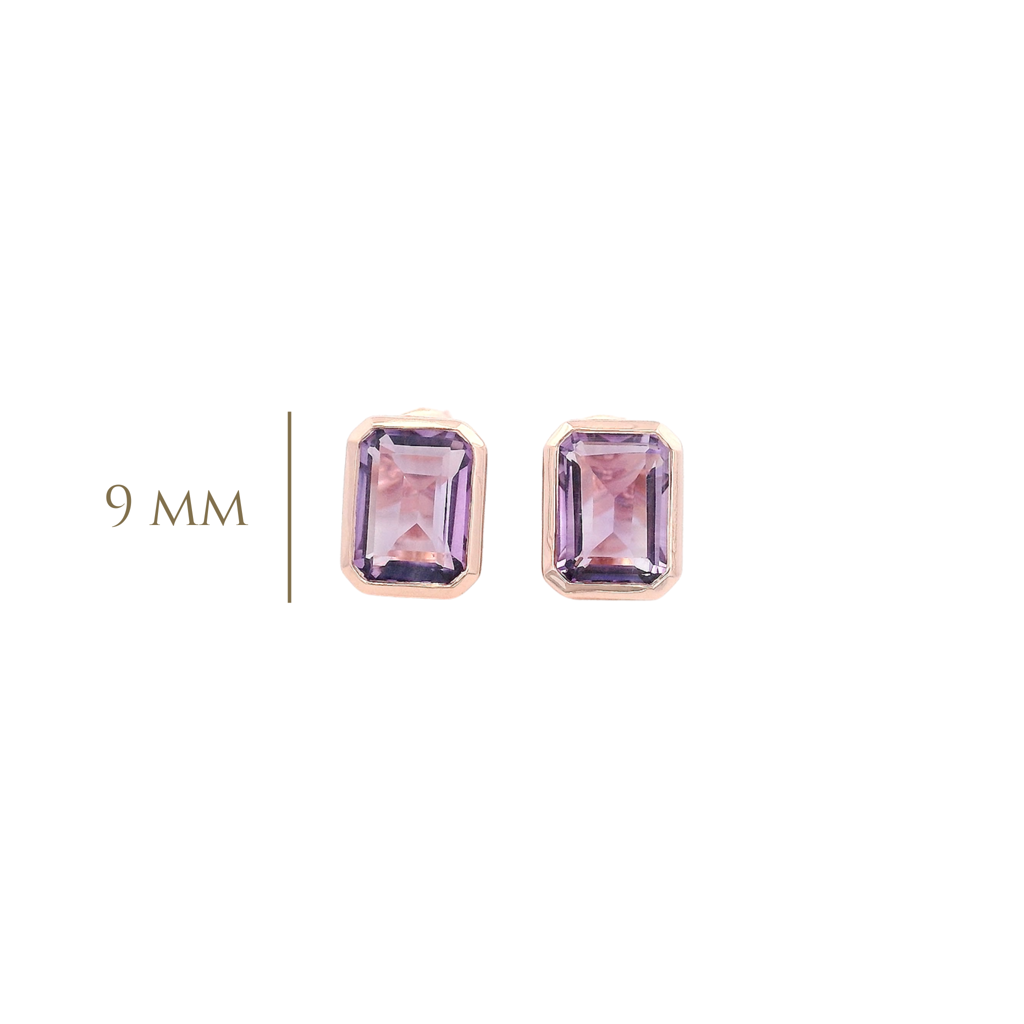 925RG SOLITARY BAGUETTE AMETHYST BEZEL 9MM EARRINGS