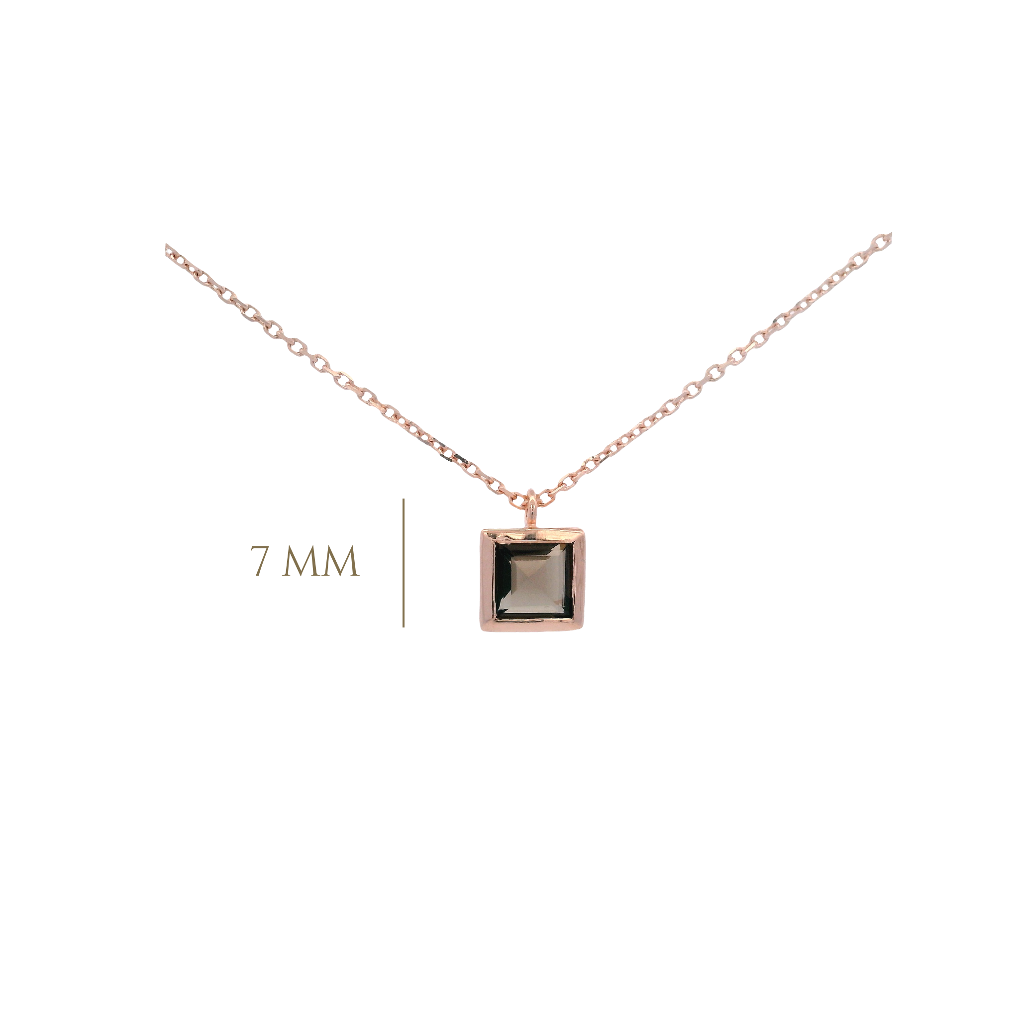 925RG SQUARE BEZEL SMOKY QUARTZ NECKLACE