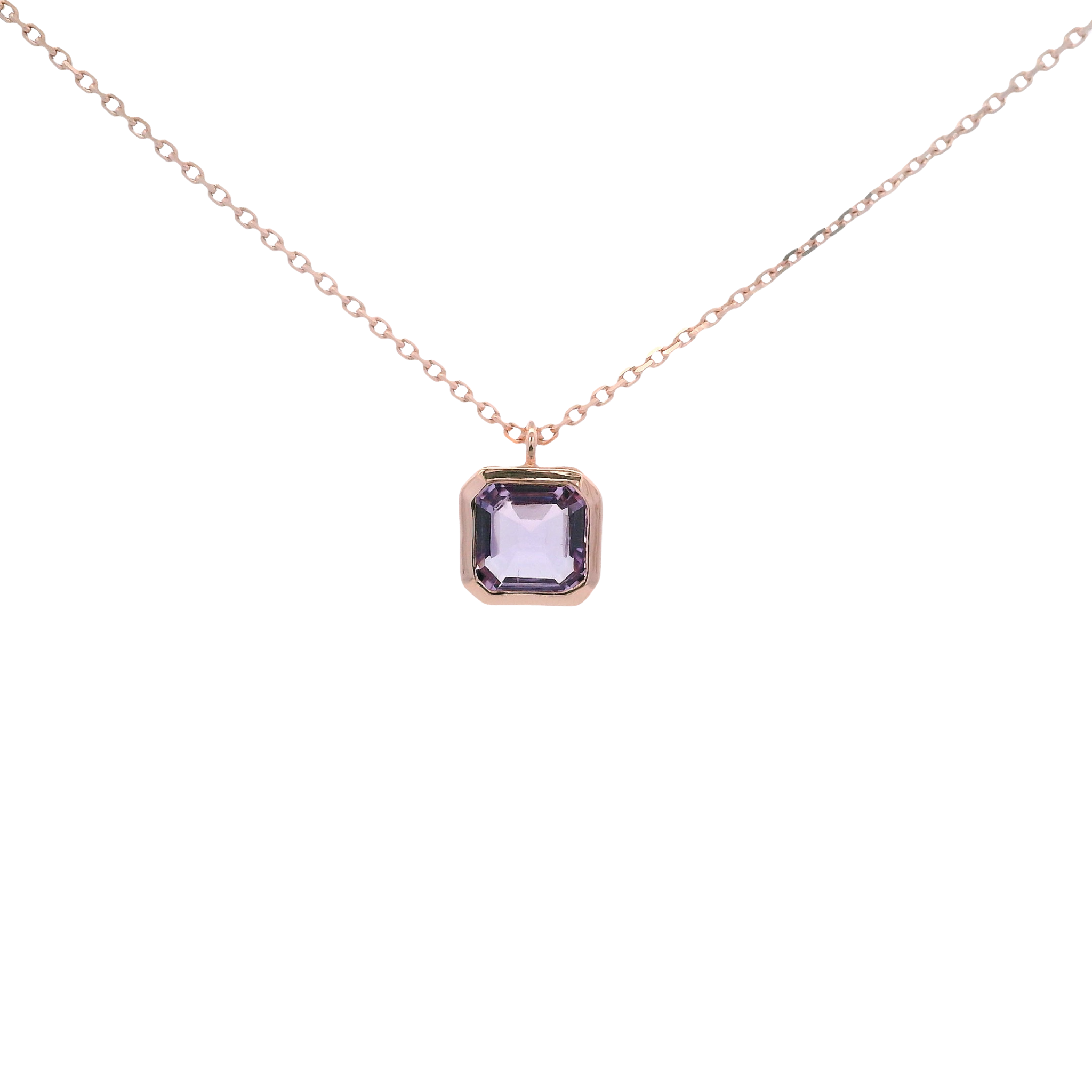 925RG CUSHION BEZEL AMETHYST NECKLACE