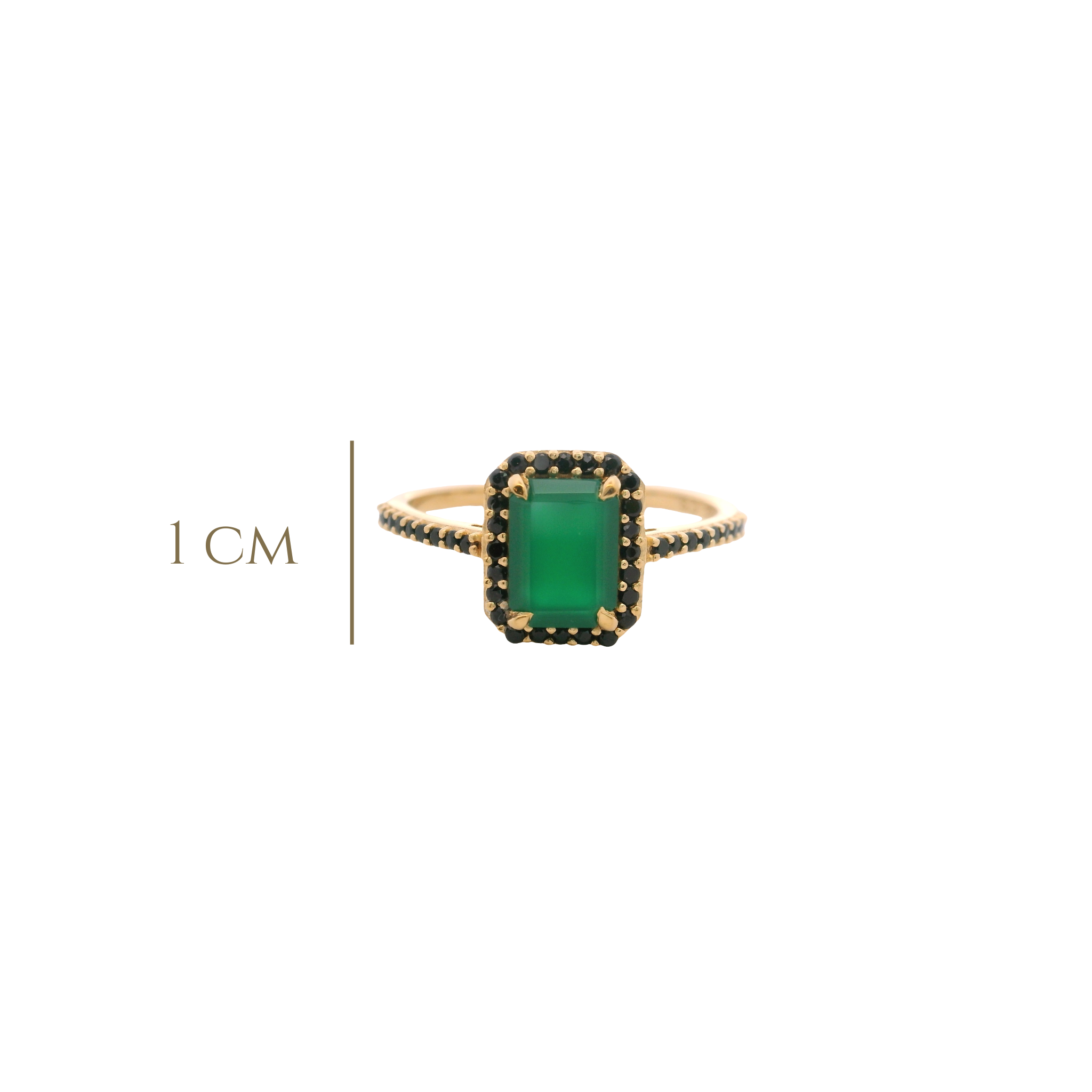 925YG BAQUETTE ONYX GREEN AROUND SPINEL BLACK RING T6.5
