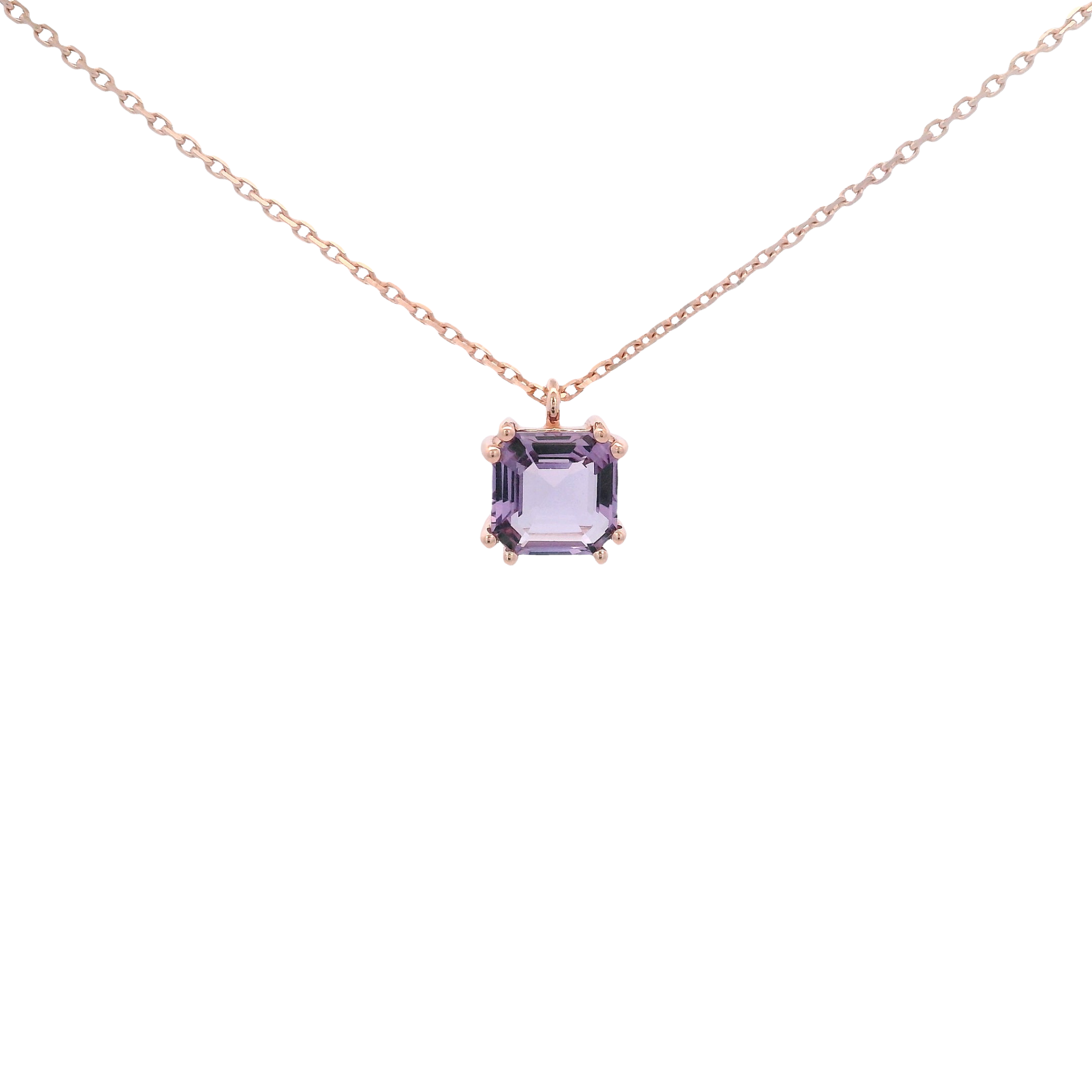 925RG SOLITARY CUSHION AMETHYST 7MM NECKLACE