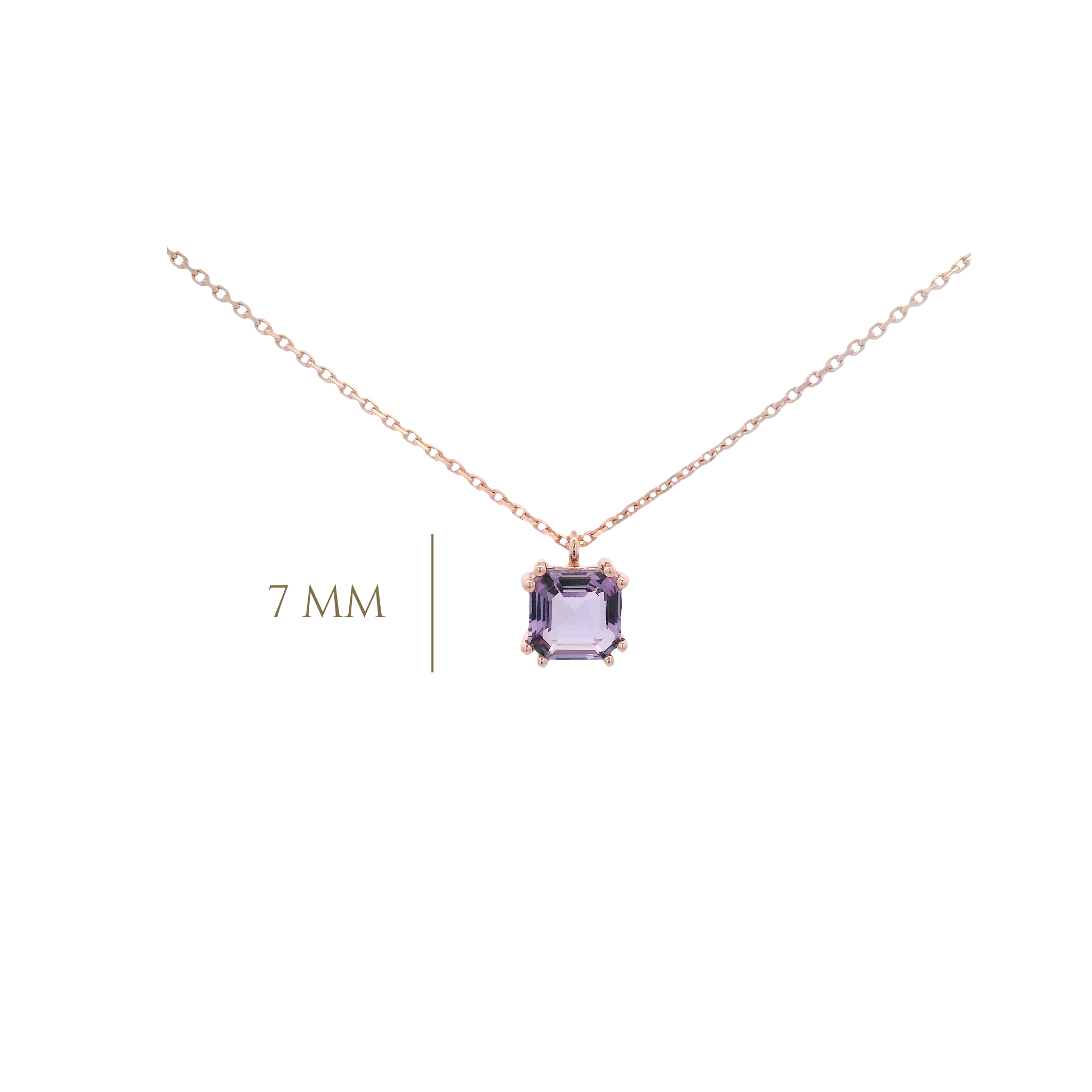 925RG SOLITARY CUSHION AMETHYST 7MM NECKLACE