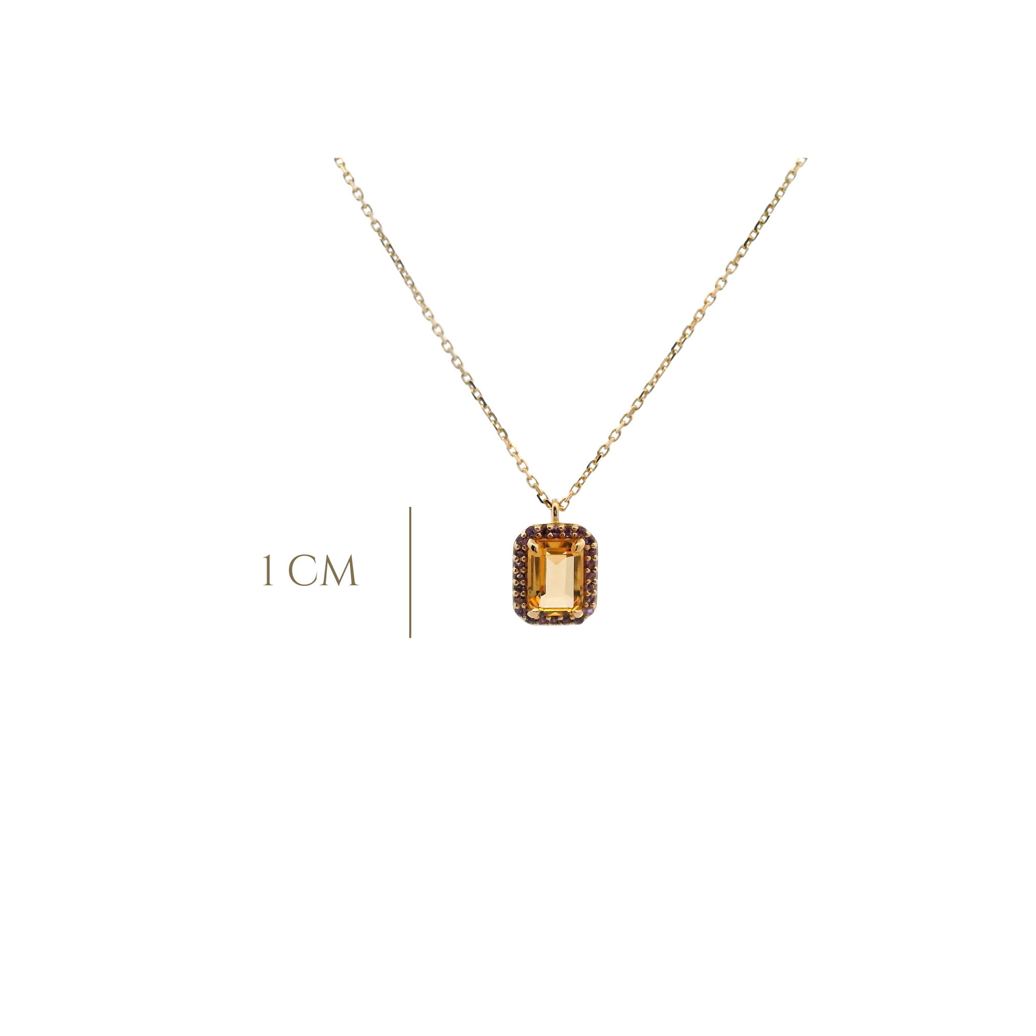 925YG BAQUETTE CITRINE AROUND AMETHYST NECKLACE