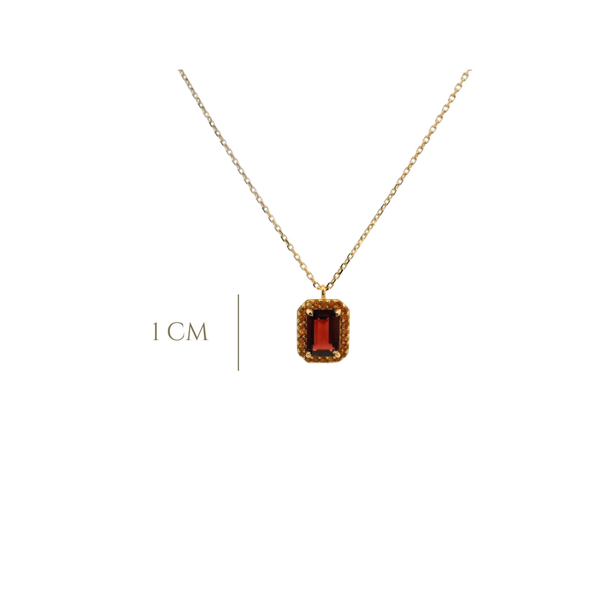 925YG BAQUETTE GARNET AROUND CITRINE NECKLACE