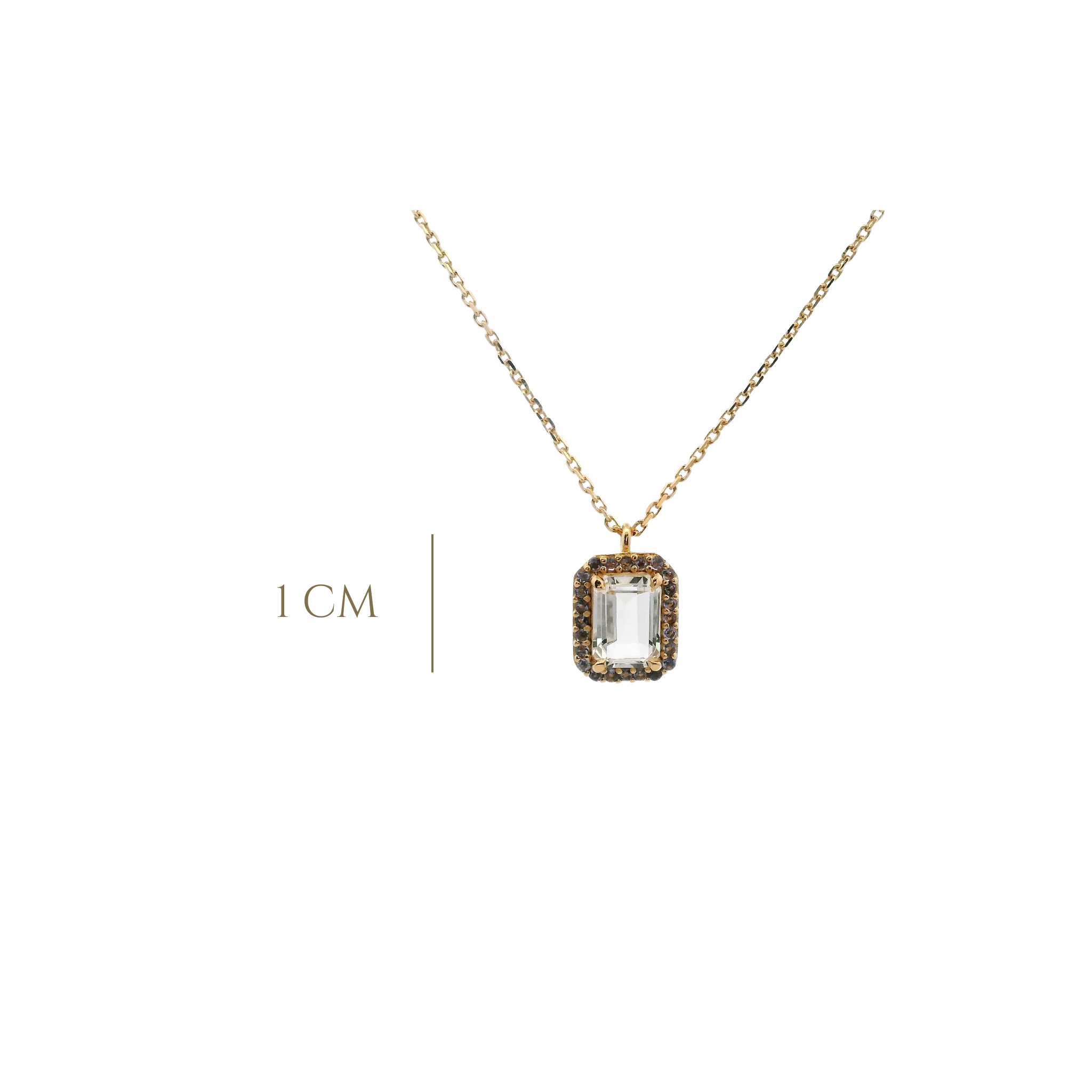 925YG BAQUETTE TOPAZ WHITE AROUND IOLITE NECKLACE