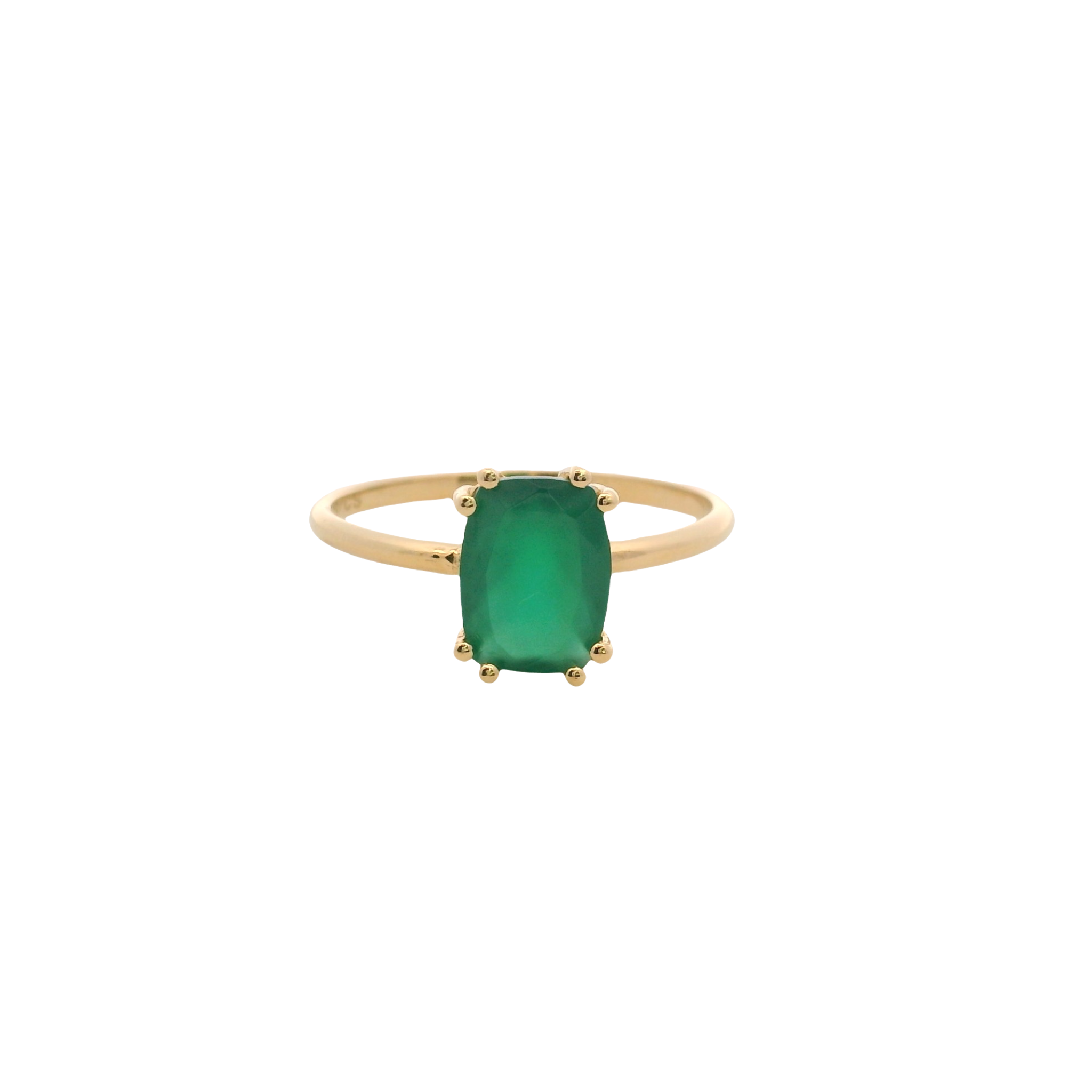 925YG SOLITARY BAGUETTE ONYX GREEN 9MM RING T6.5