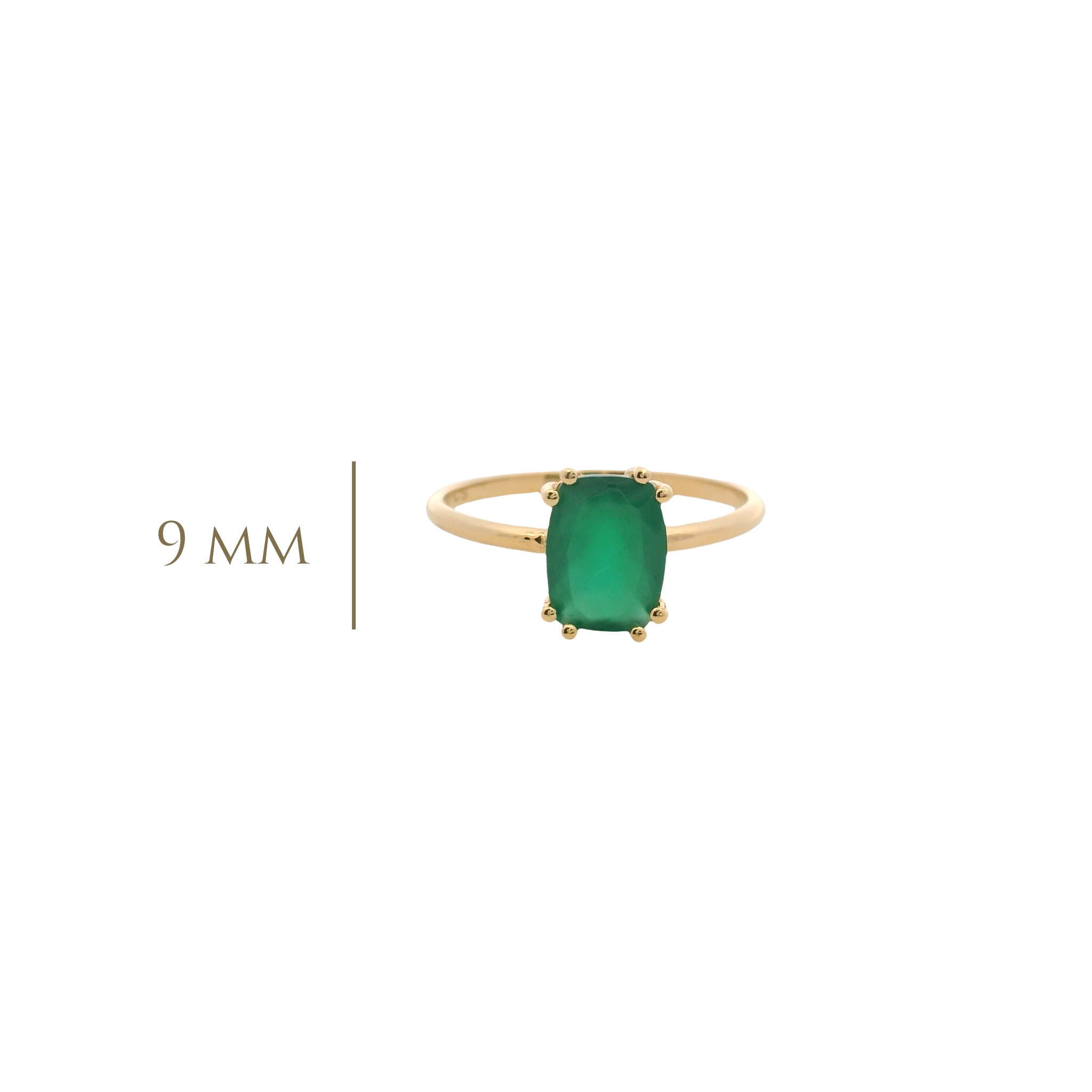 925YG SOLITARY BAGUETTE ONYX GREEN 9MM RING T6.5
