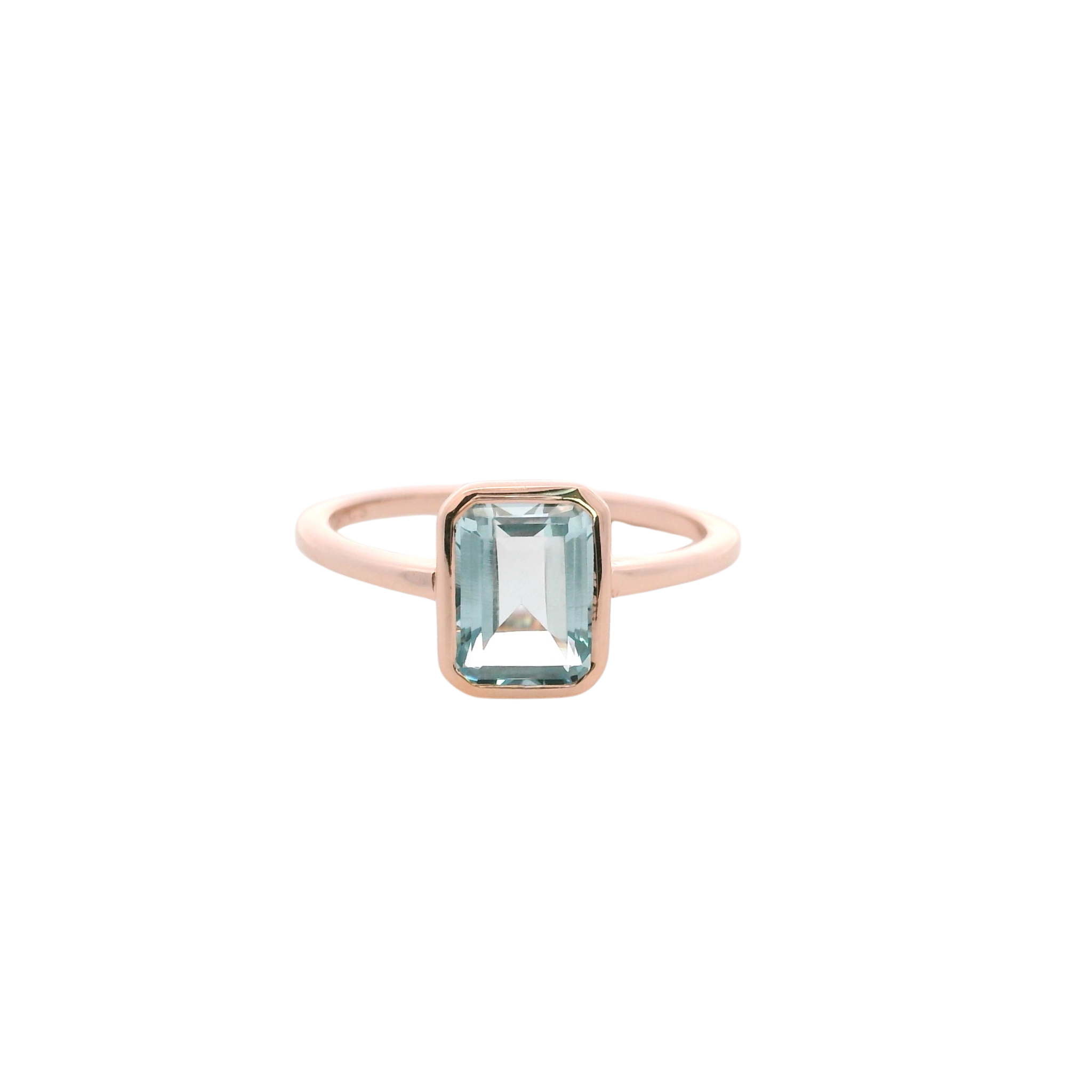 925RG SOLITARY BAGUETTE TOPAZ BLUE SKY BEZEL 9MM RING T6.5