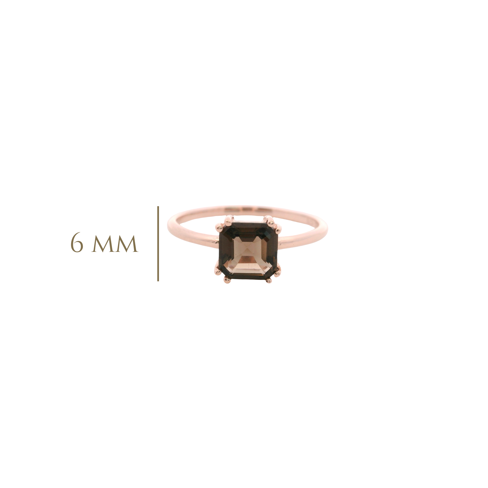 925RG SOLITARY CUSHION SMOKY QUARTZ 7MM RING T6.5