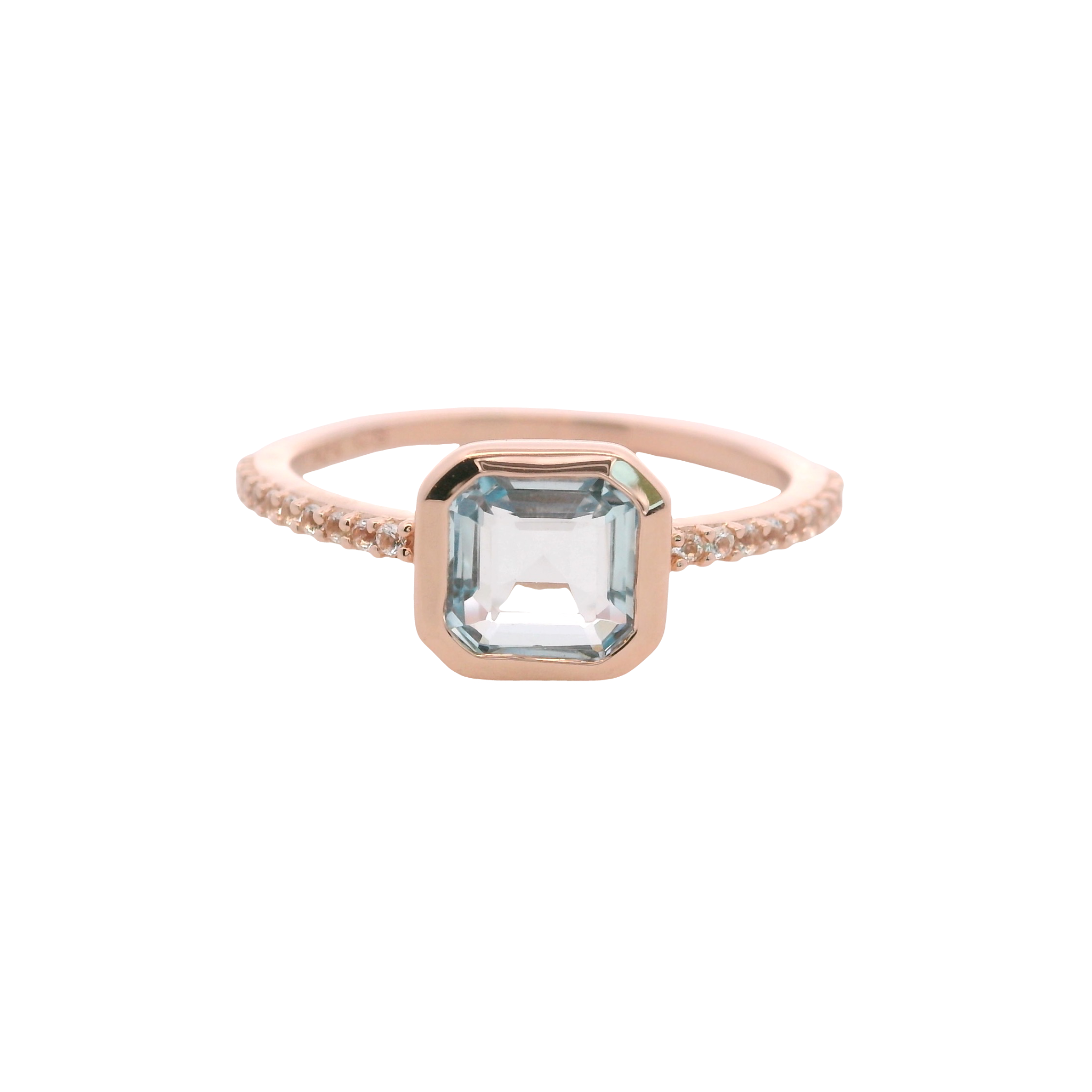925RG CUSHION BEZEL TOPAZ BLUE SKY AROUND TOPAZ WHITE RING T6.5