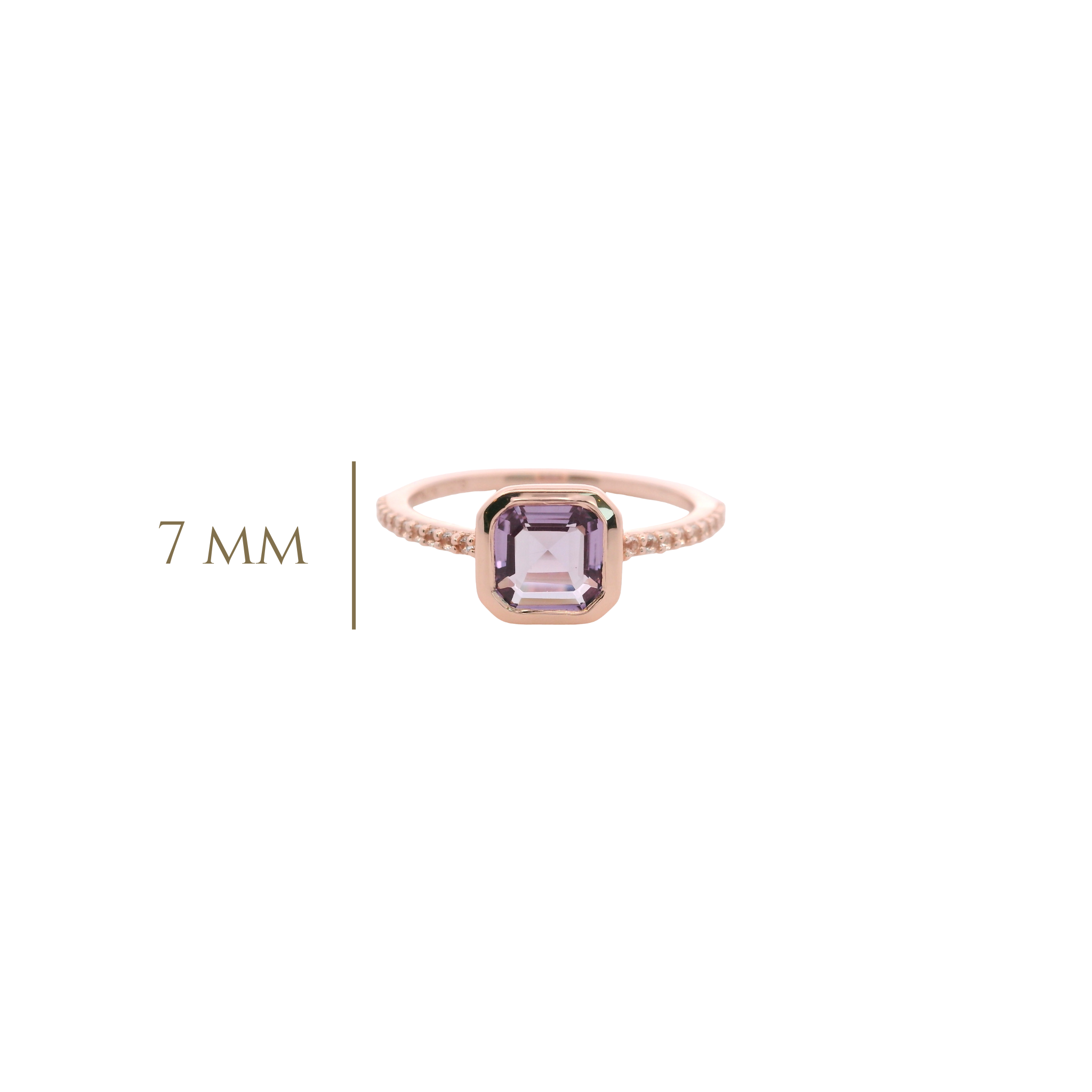 925RG CUSHION BEZEL AMETHYST AROUND TOPAZ WHITE RING T6.5
