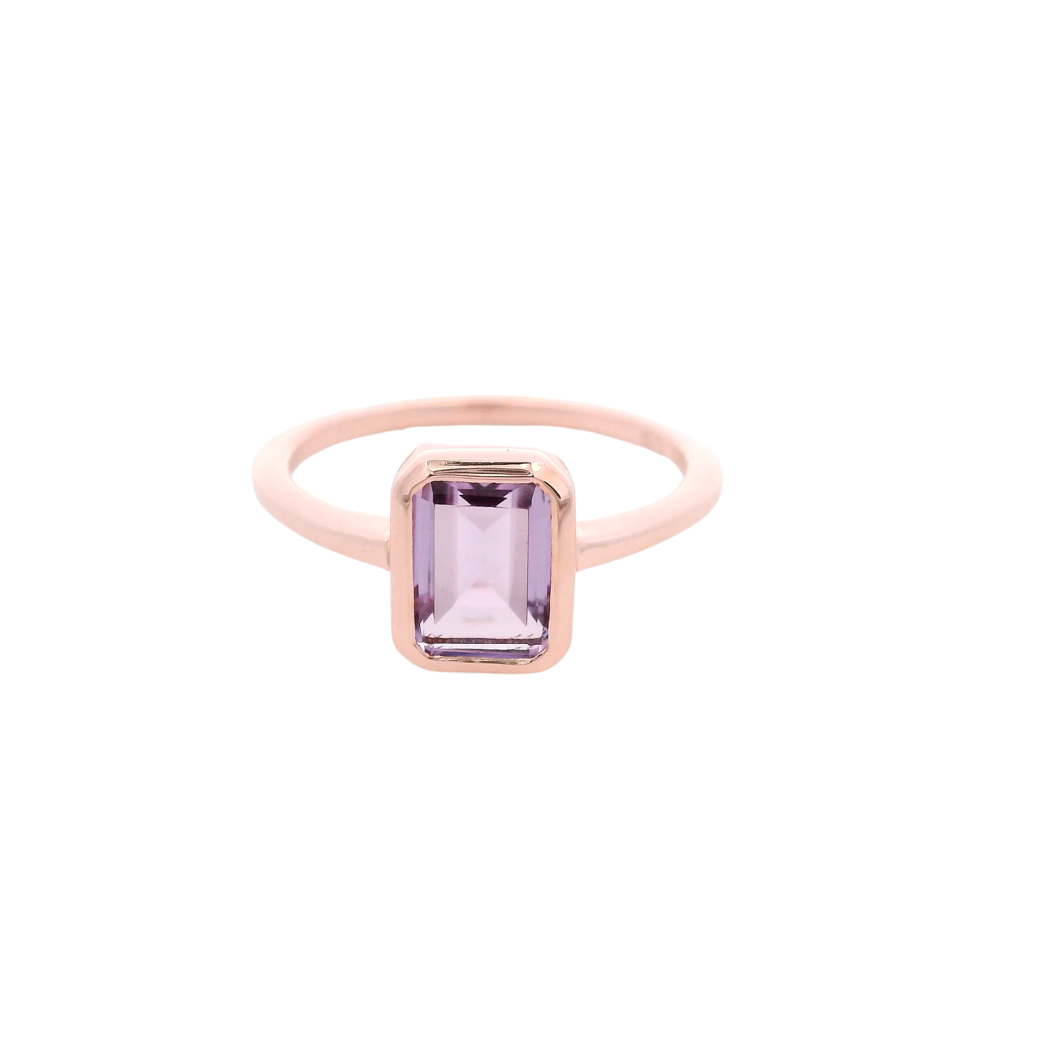 925RG SOLITARY BAGUETTE AMETHYST BEZEL 9MM RING T6.5