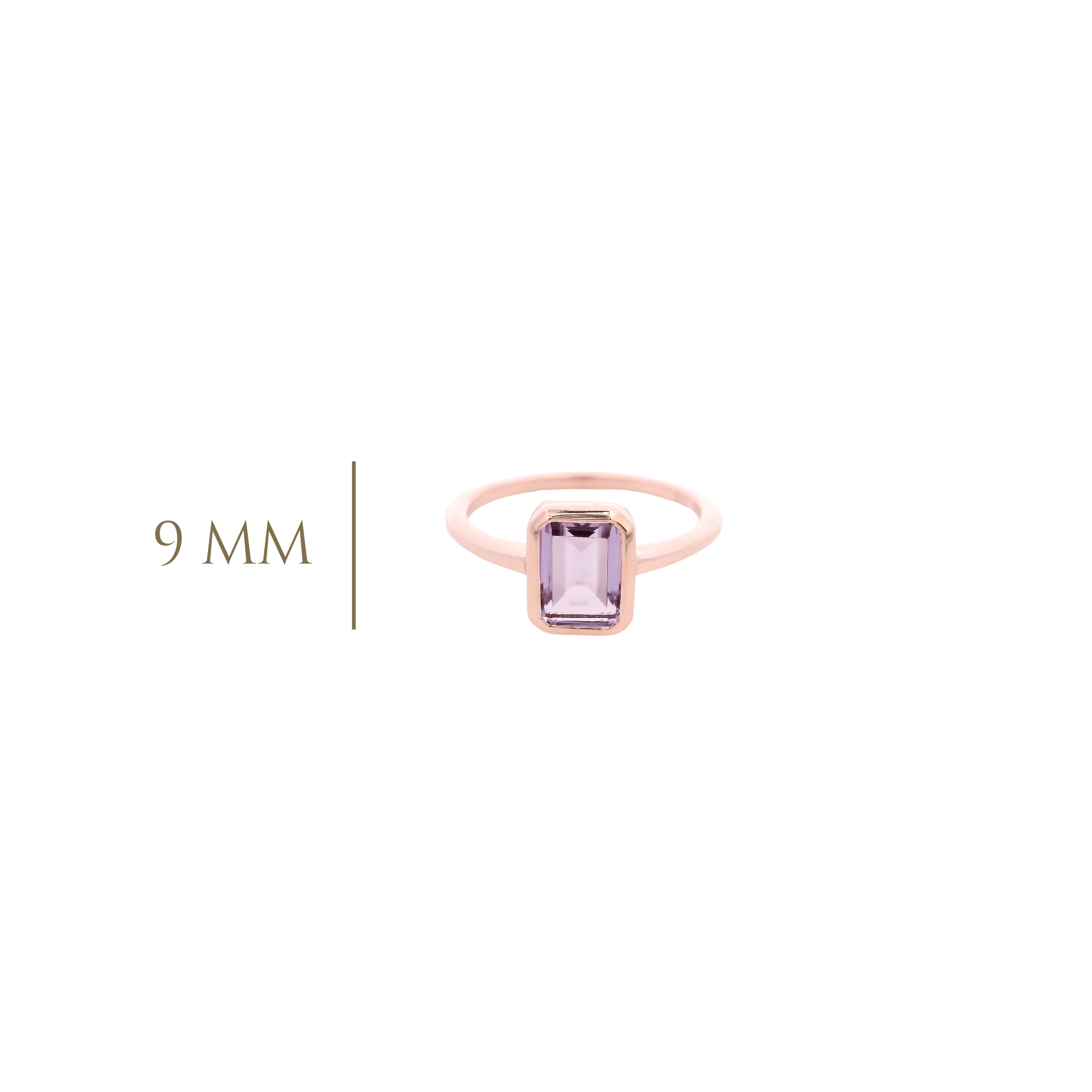 925RG SOLITARY BAGUETTE AMETHYST BEZEL 9MM RING T6.5