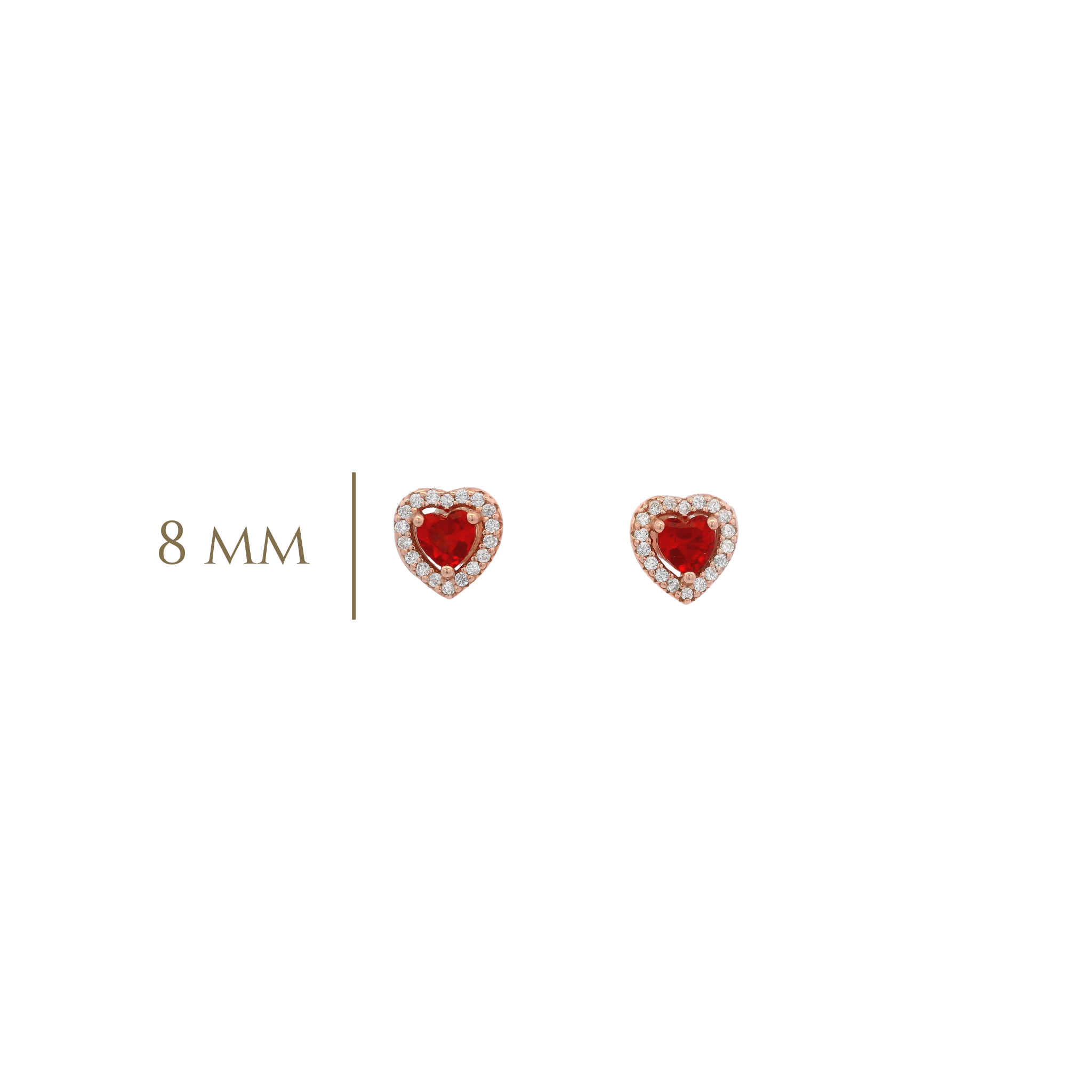 925RG OUTLINE HEART STUD CZ RED EARRINGS