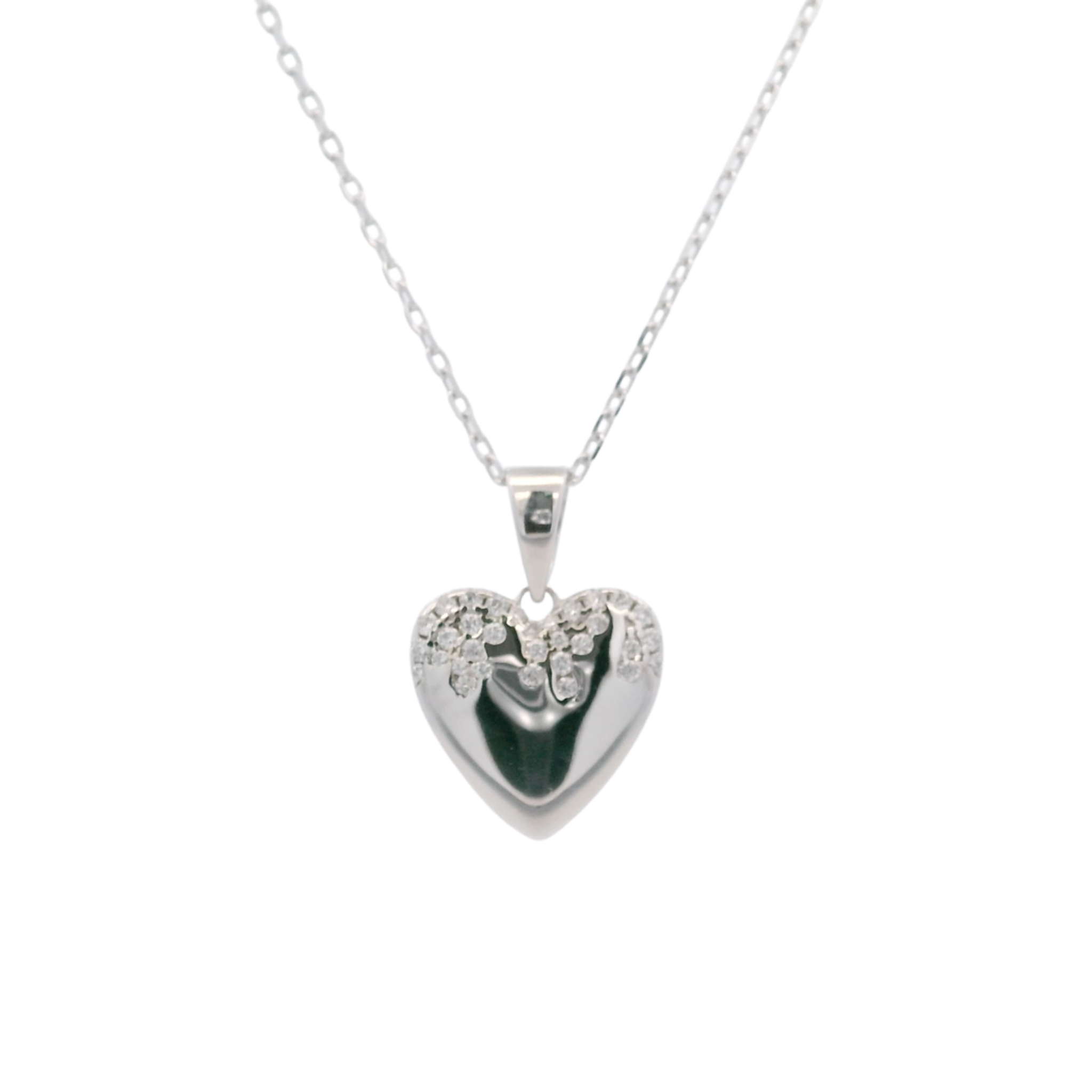925SL HEART SMOOTH CZ NECKLACE