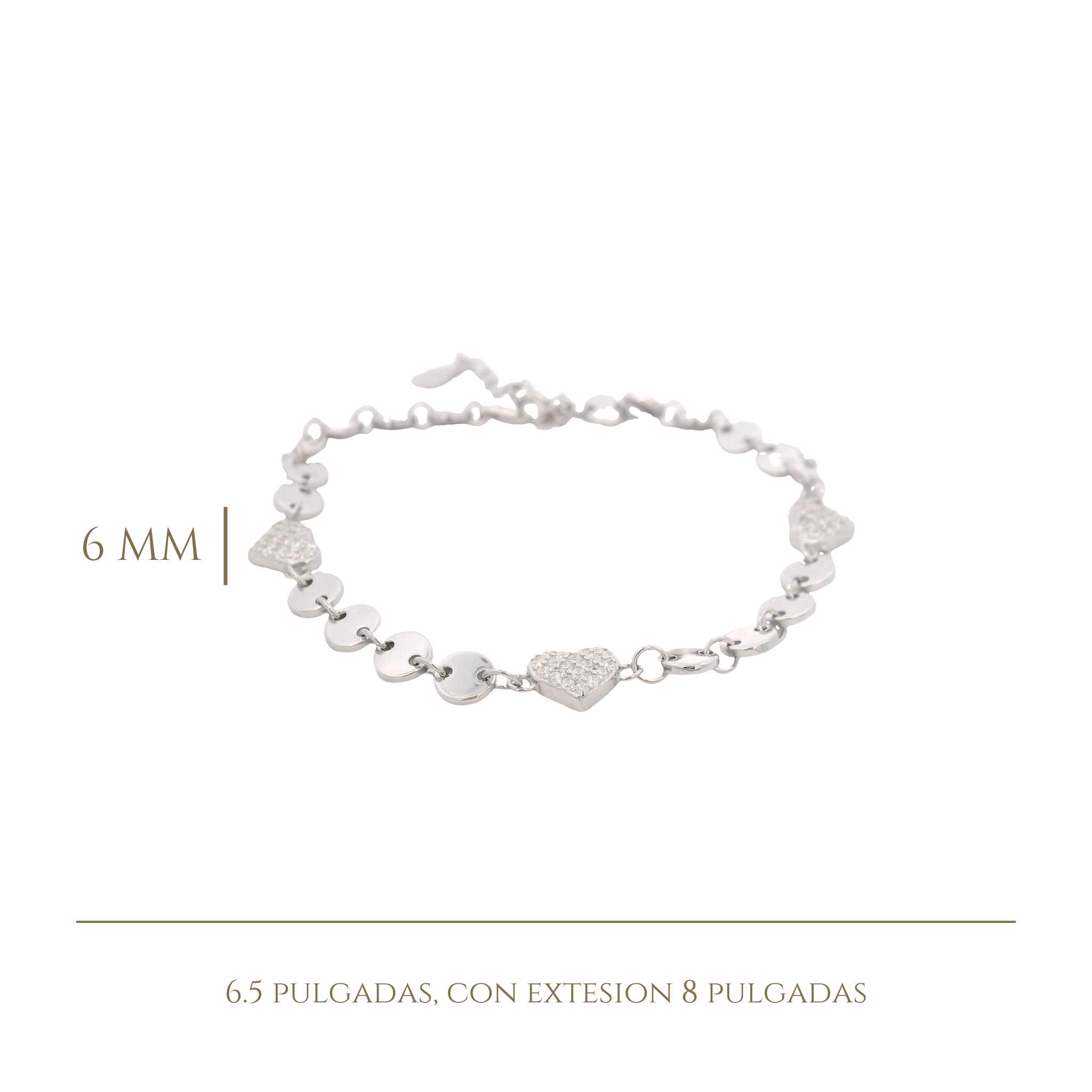 925SL TRIPLE HEART PAVE AND CIRCLE BRACELET