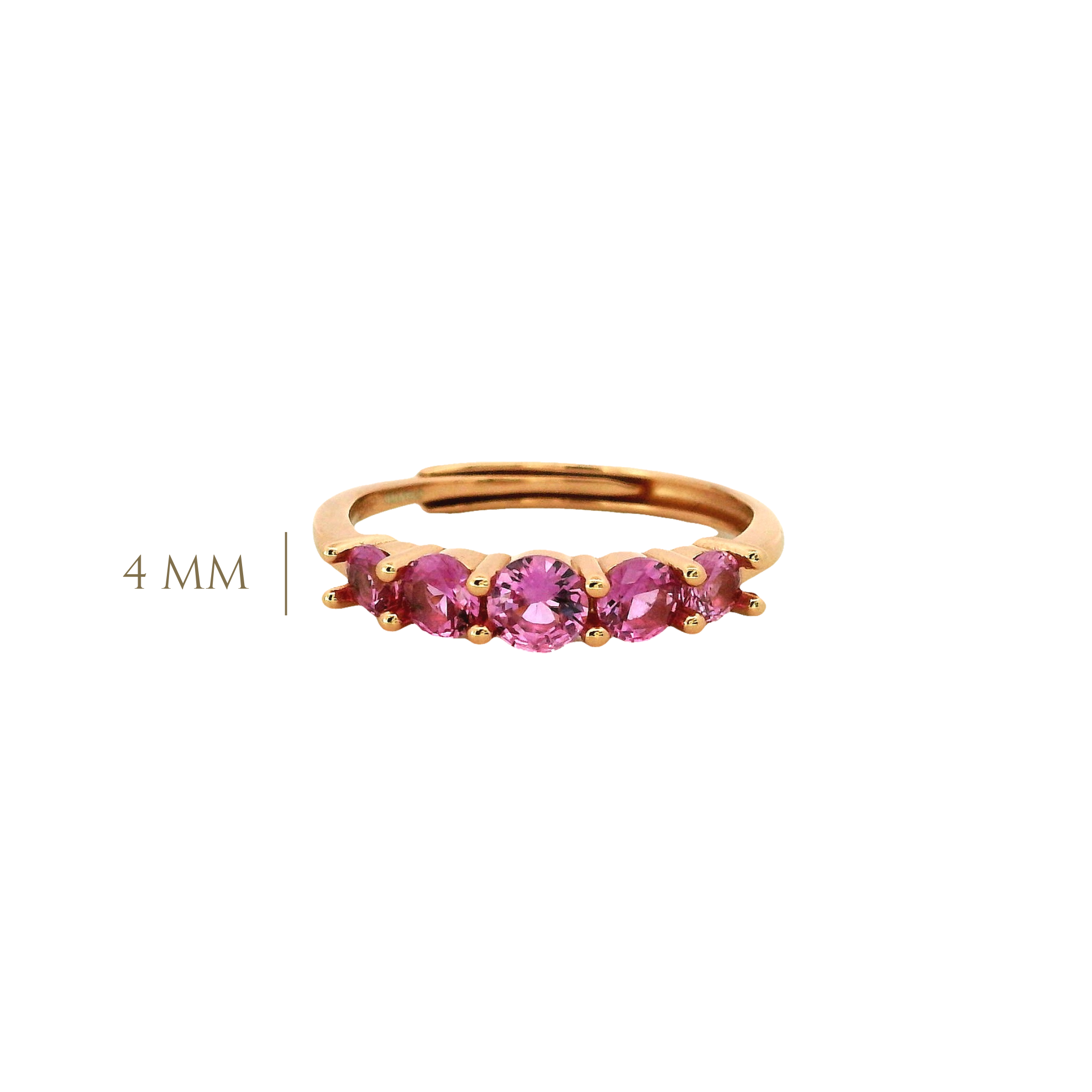 925RG FIVE STONE CZ FUSHIA ADJUSTABLE RING