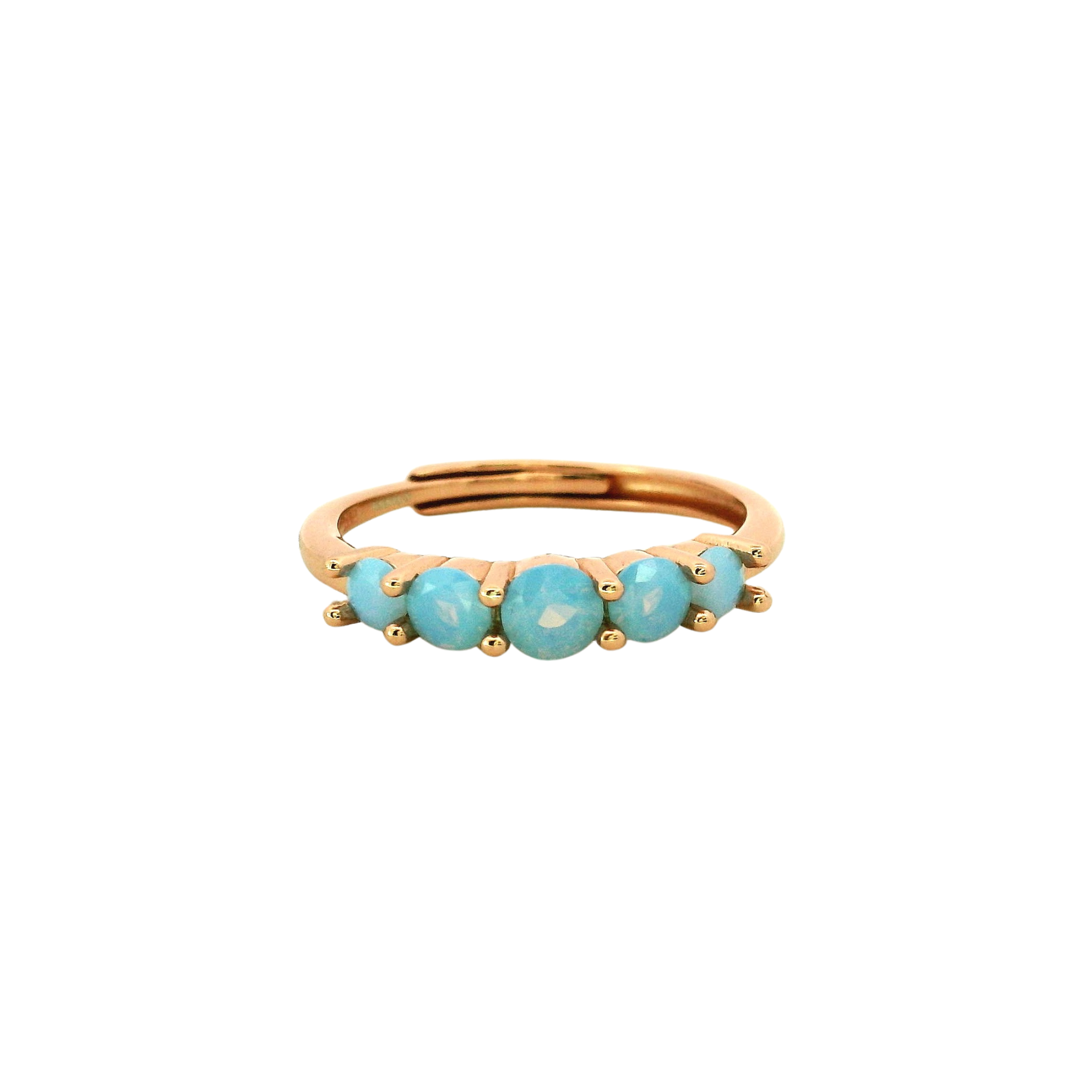 925RG FIVE STONE CZ SKY BLUE ADJUSTABLE RING