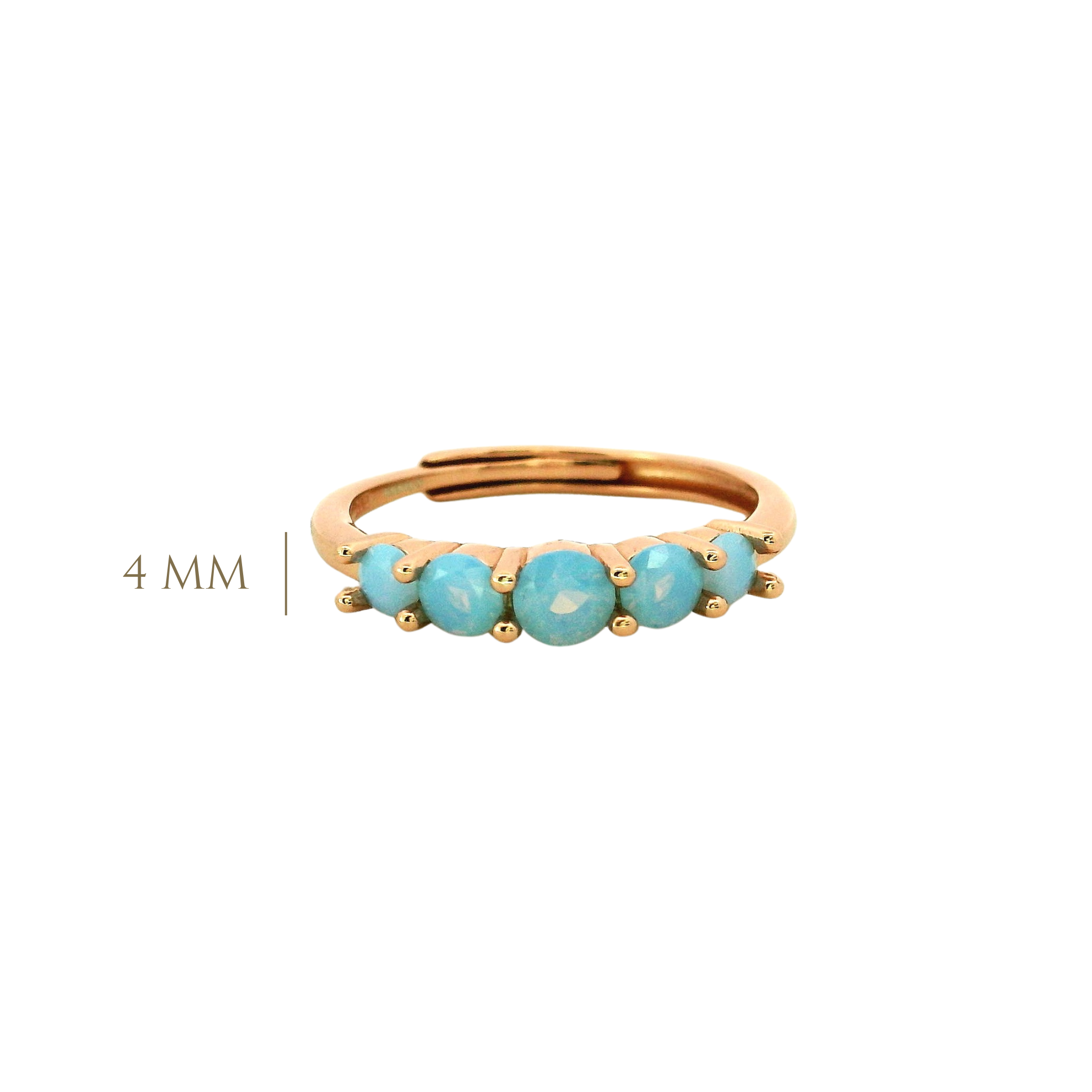 925RG FIVE STONE CZ SKY BLUE ADJUSTABLE RING