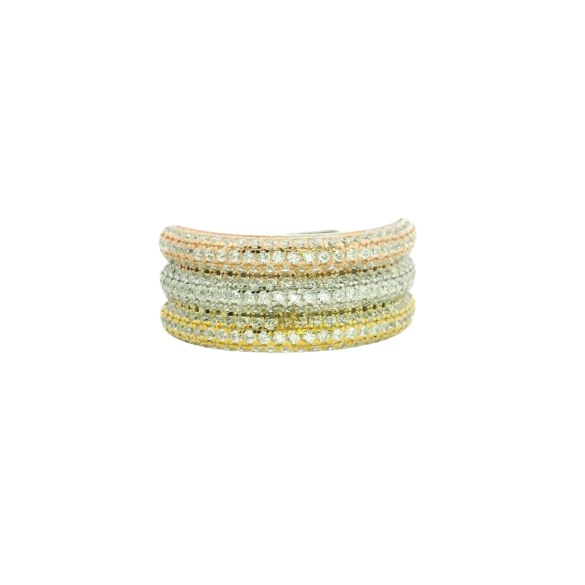 925SL TRIPLE ROW PAVE ADJUSTABLE RING