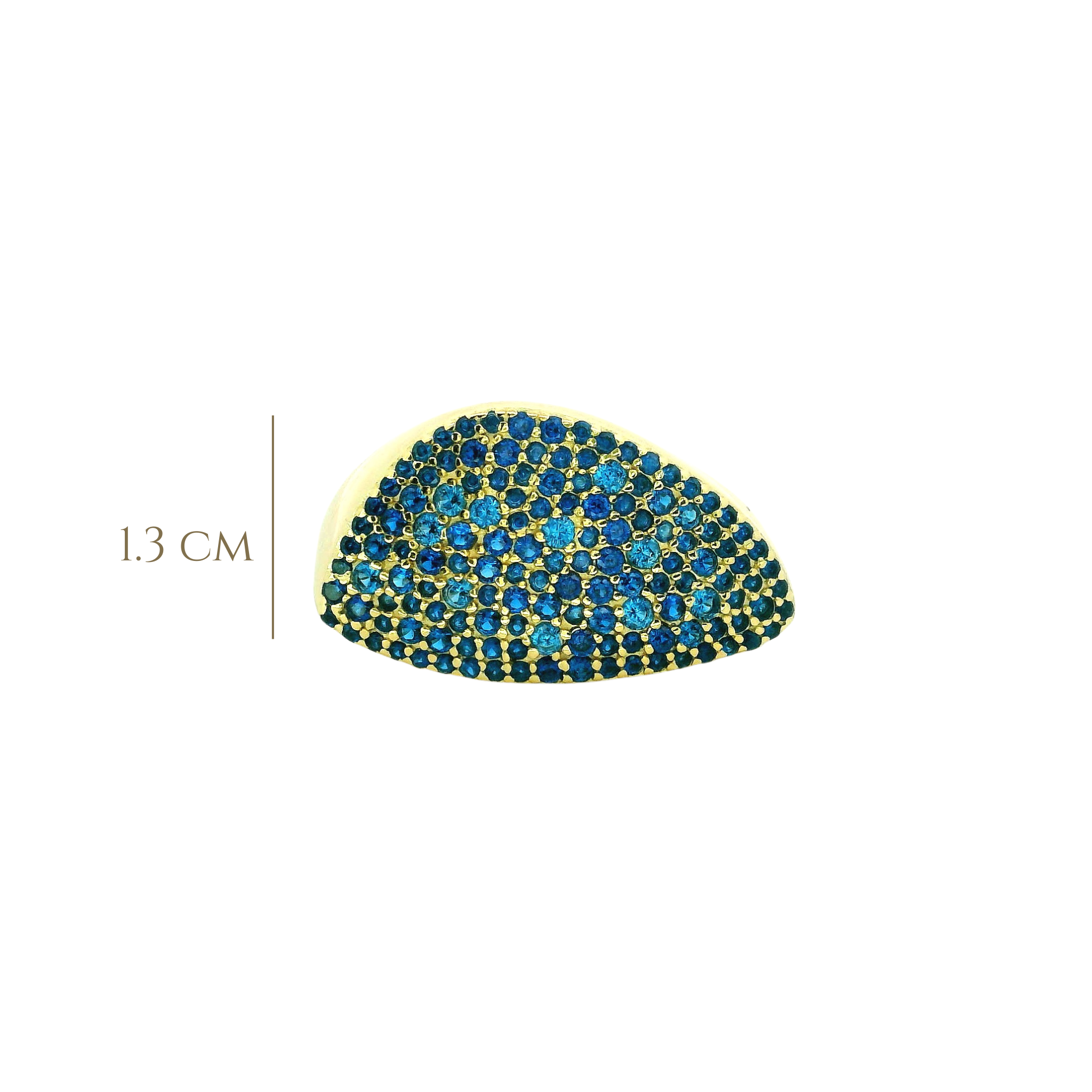 925YG OVAL IRREGULAR PAVE CZ BLUE ADJUSTABLE RING