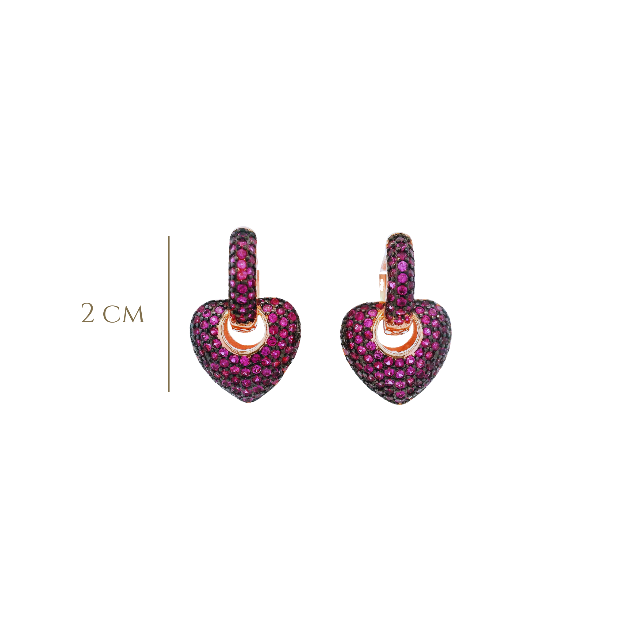 925RG SMALL DOME HEART PAVE CZ FUSHIA EARRINGS