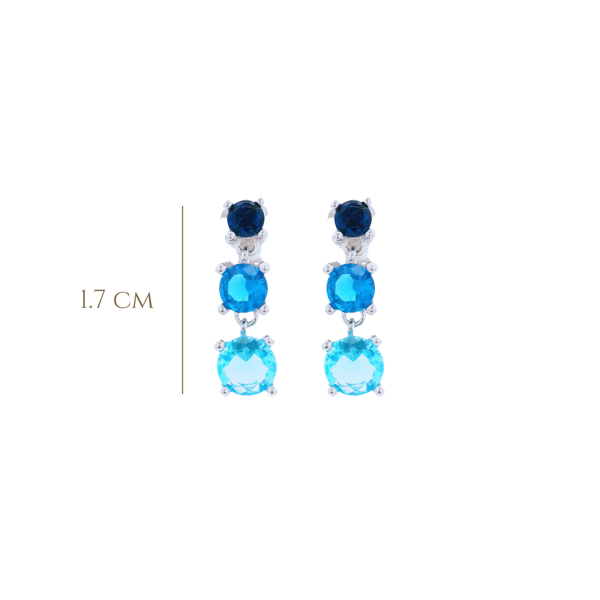 925SL TRIPLE STONE BLUE EARRINGS