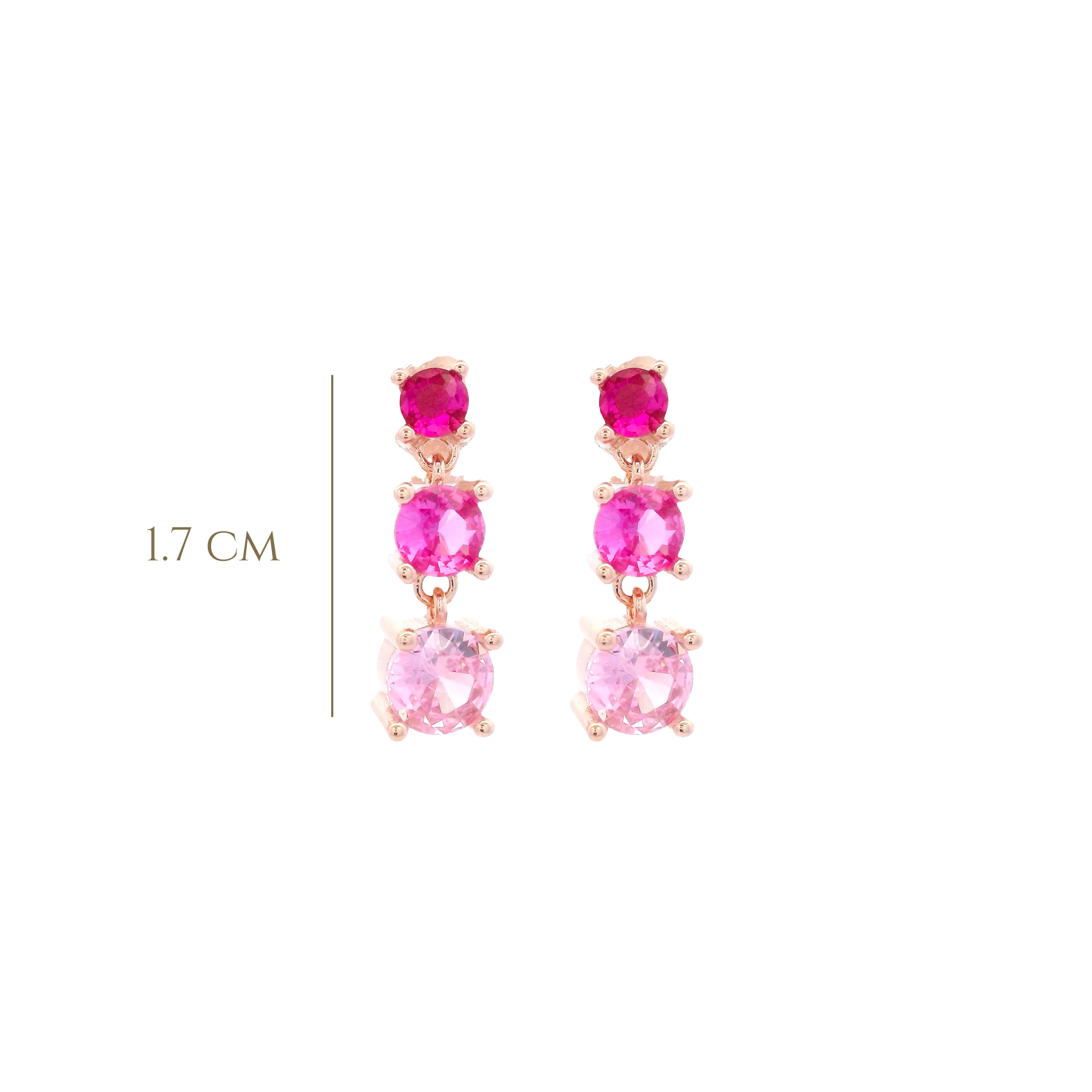 925RG TRIPLE STONE FUSHIA EARRINGS