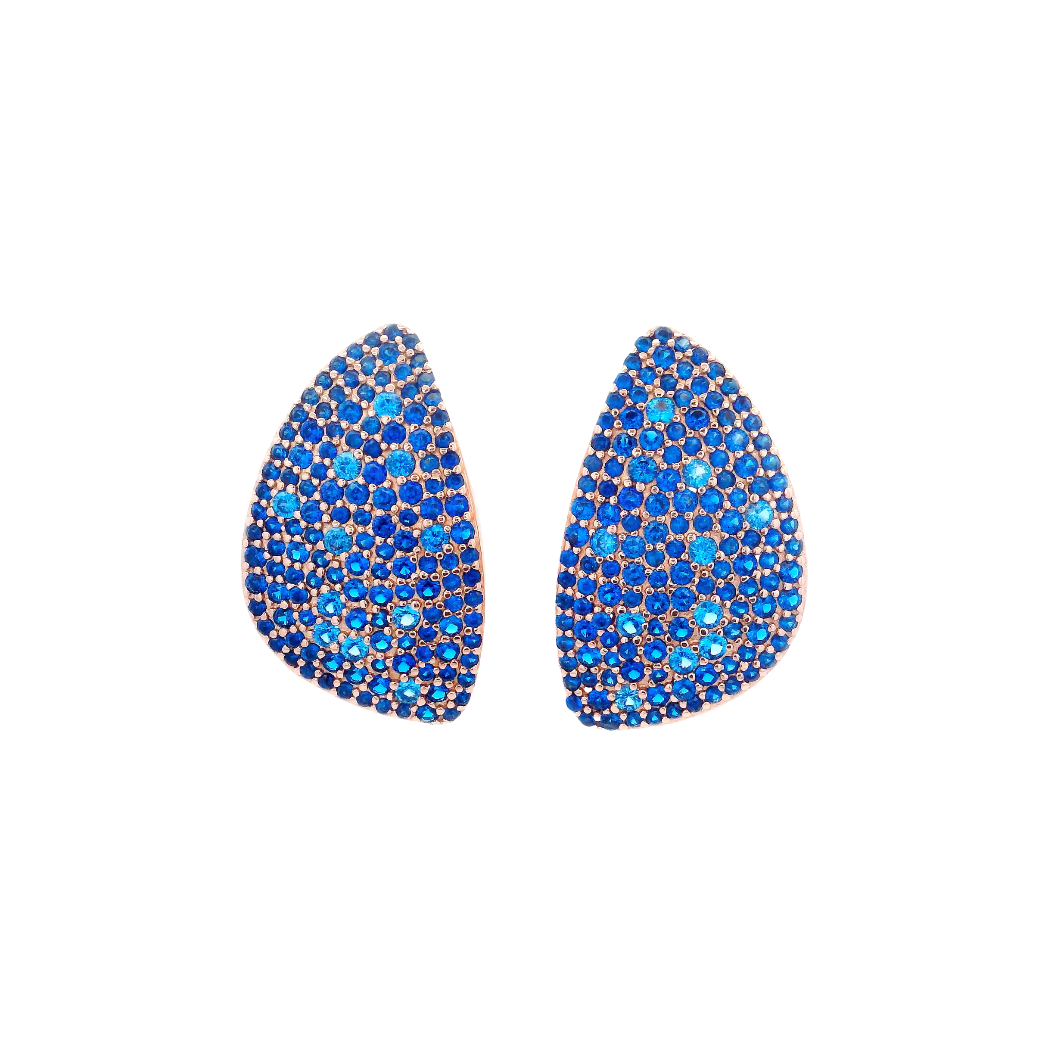 925RG OVAL IRREGULAR PAVE CZ BLUE EARRINGS