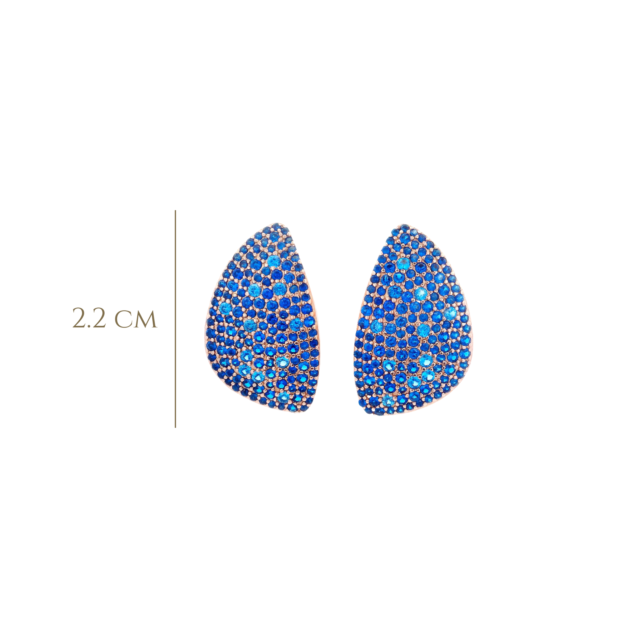 925RG OVAL IRREGULAR PAVE CZ BLUE EARRINGS