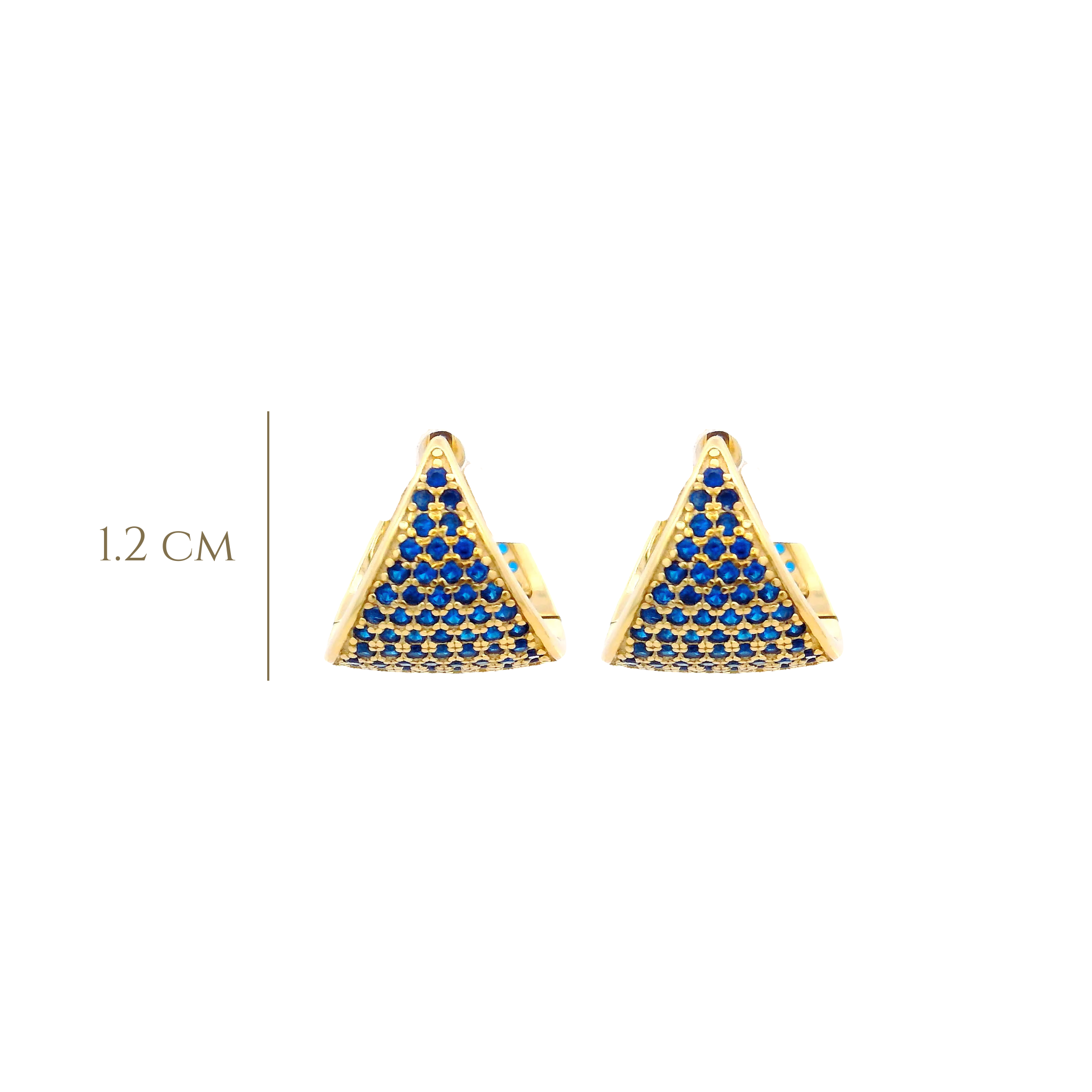 925YG TRIANGLE PAVE CZ BLUE HUGGIES