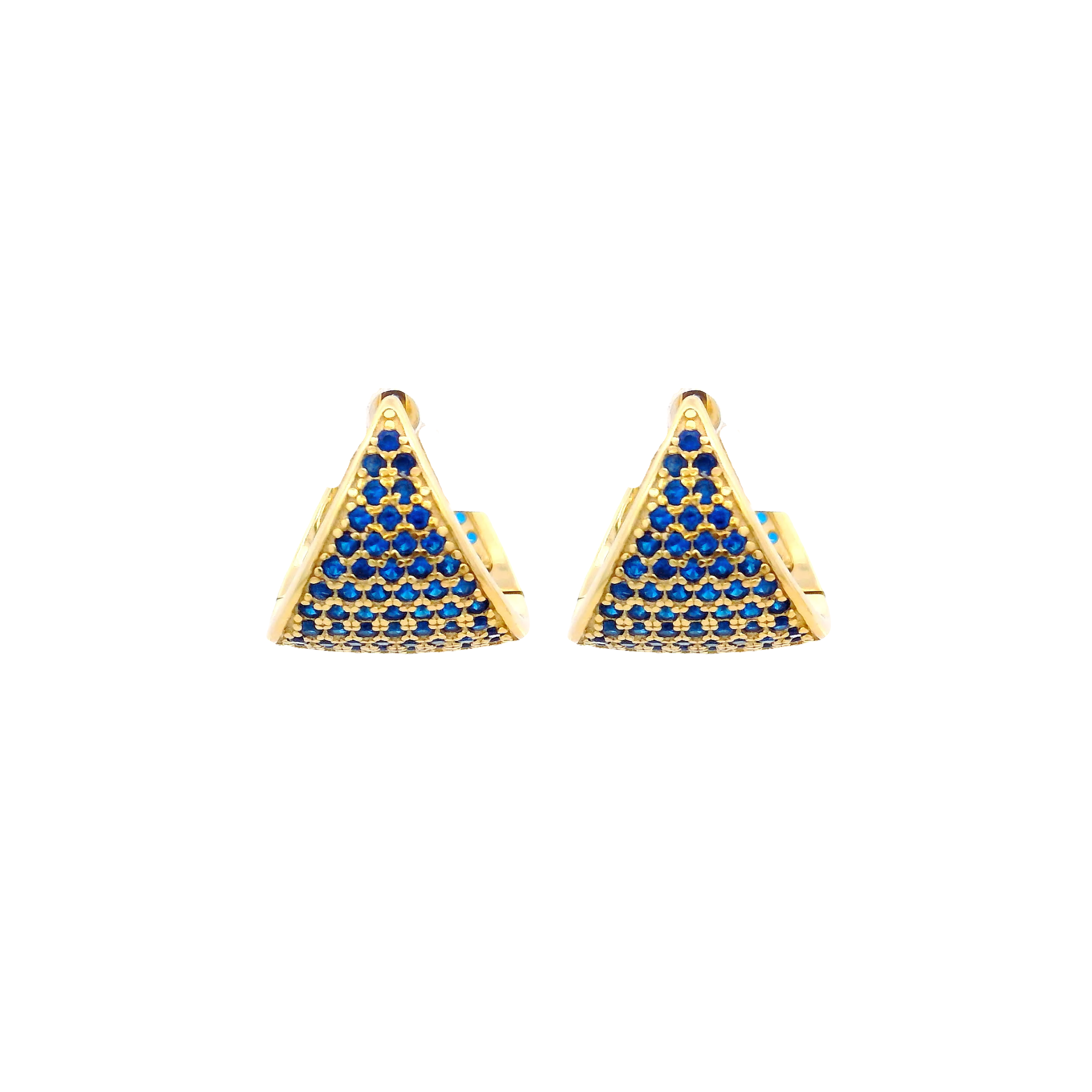 925YG TRIANGLE PAVE CZ BLUE HUGGIES