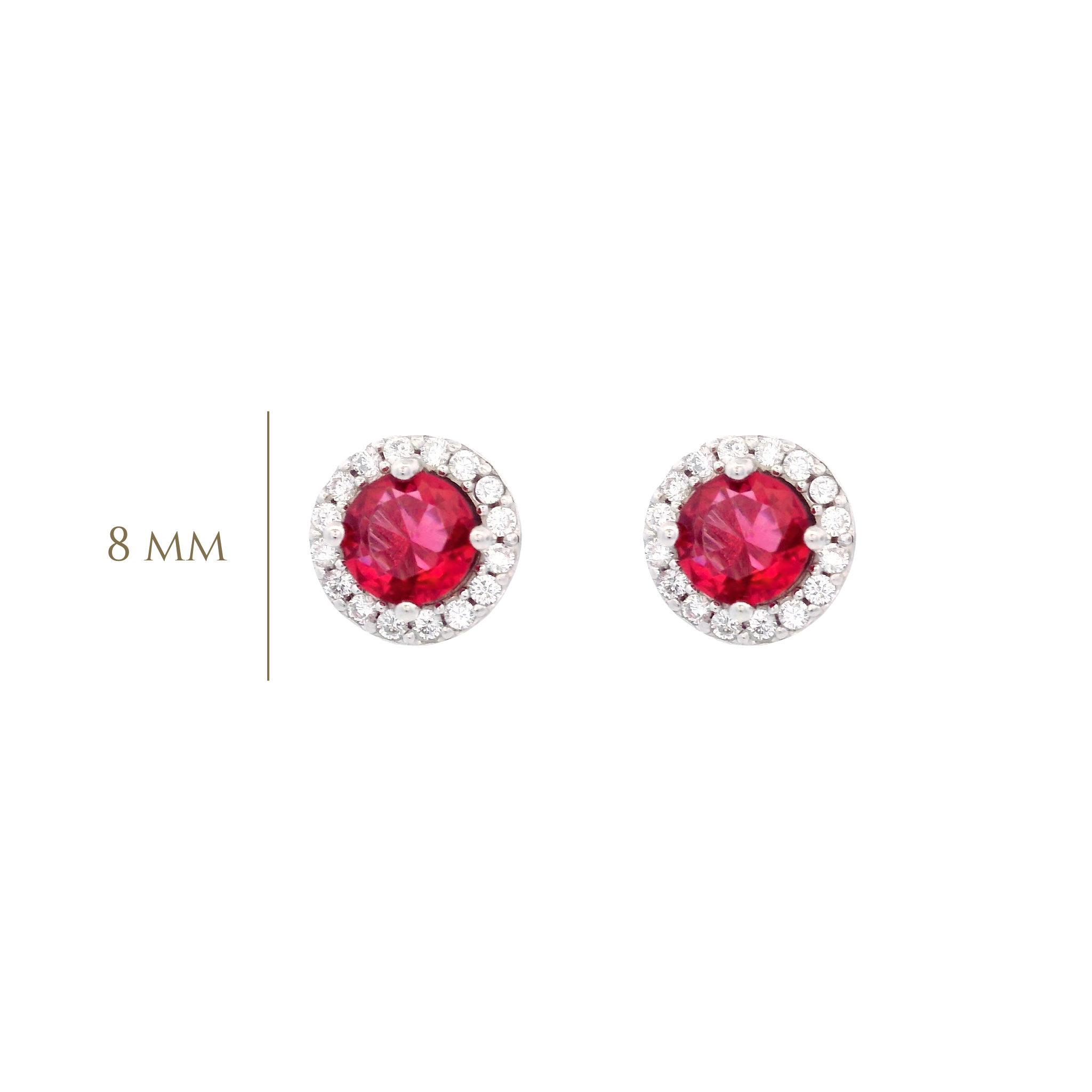 925SL HALO CENTER CZ RED EARRINGS