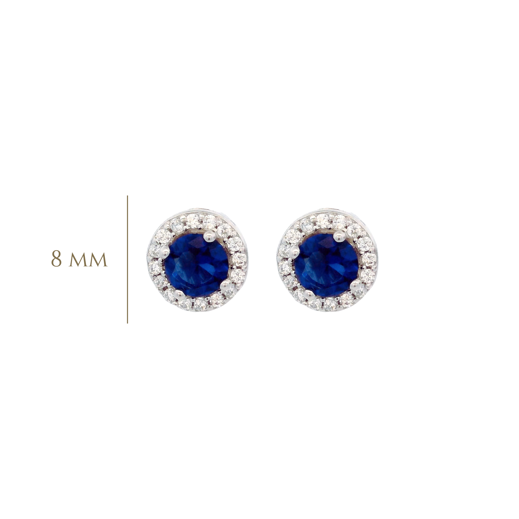 925SL HALO CENTER CZ BLUE EARRINGS