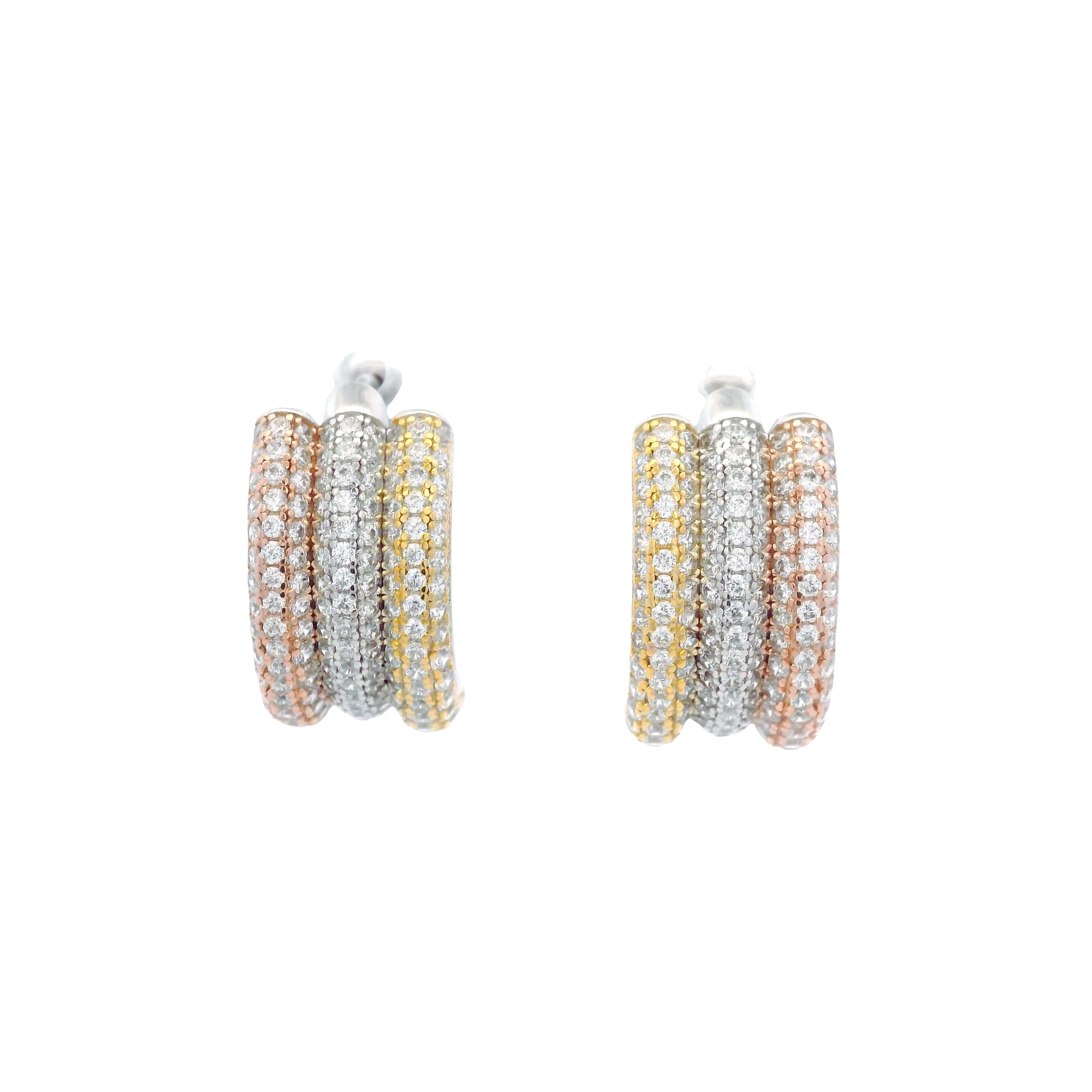 925SL TRIPLE ROW PAVE EARRINGS