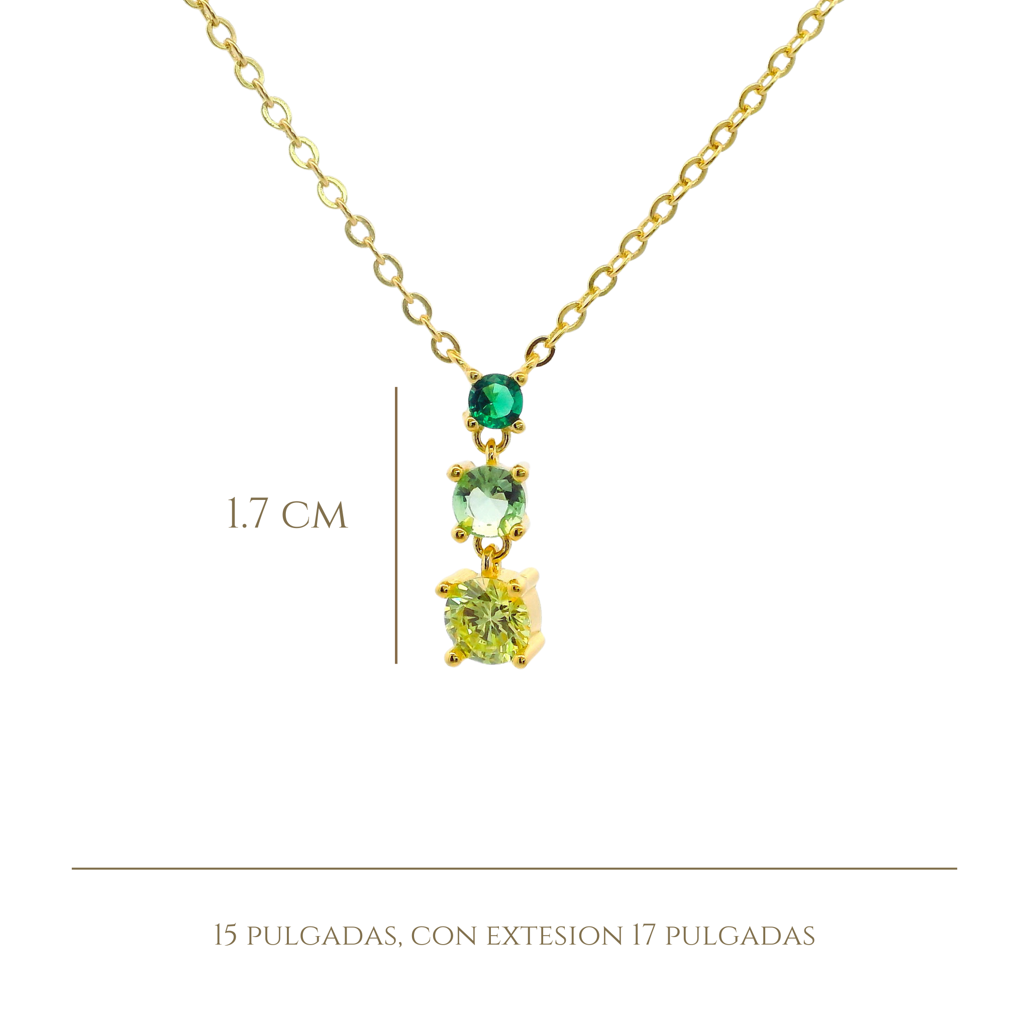 925YG TRIPLE STONE GREEN NECKLACE