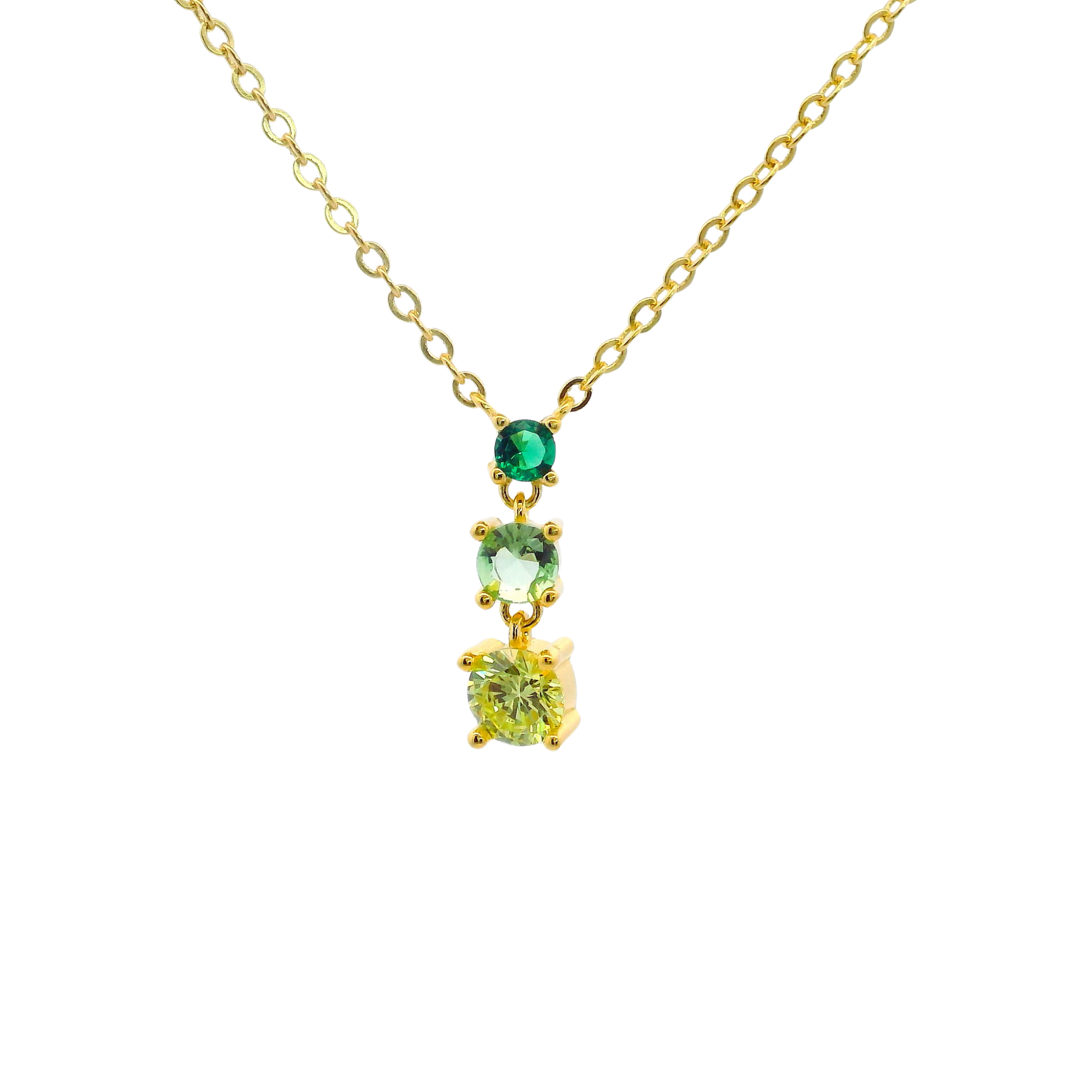 925YG TRIPLE STONE GREEN NECKLACE