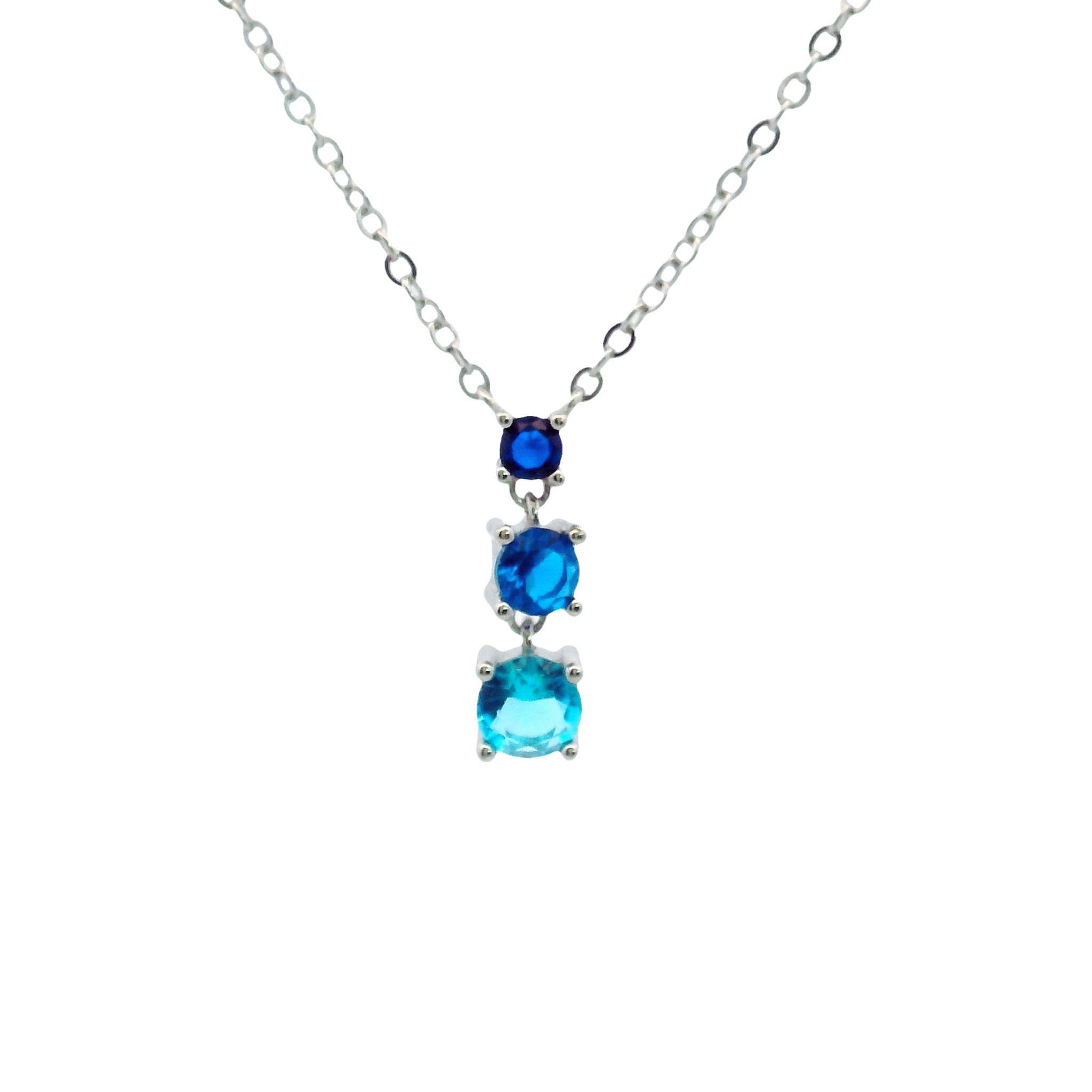 925SL TRIPLE STONE BLUE NECKLACE
