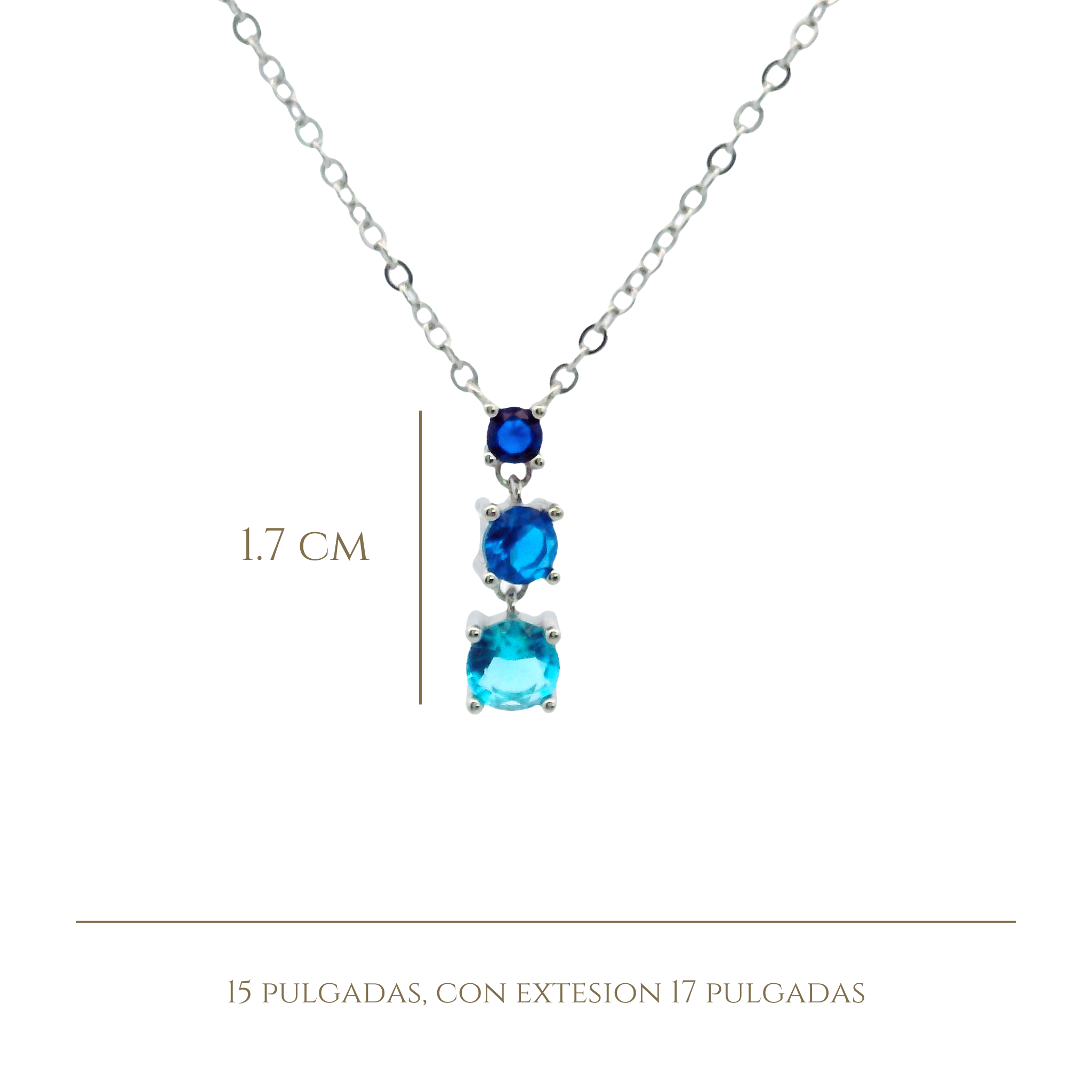 925SL TRIPLE STONE BLUE NECKLACE
