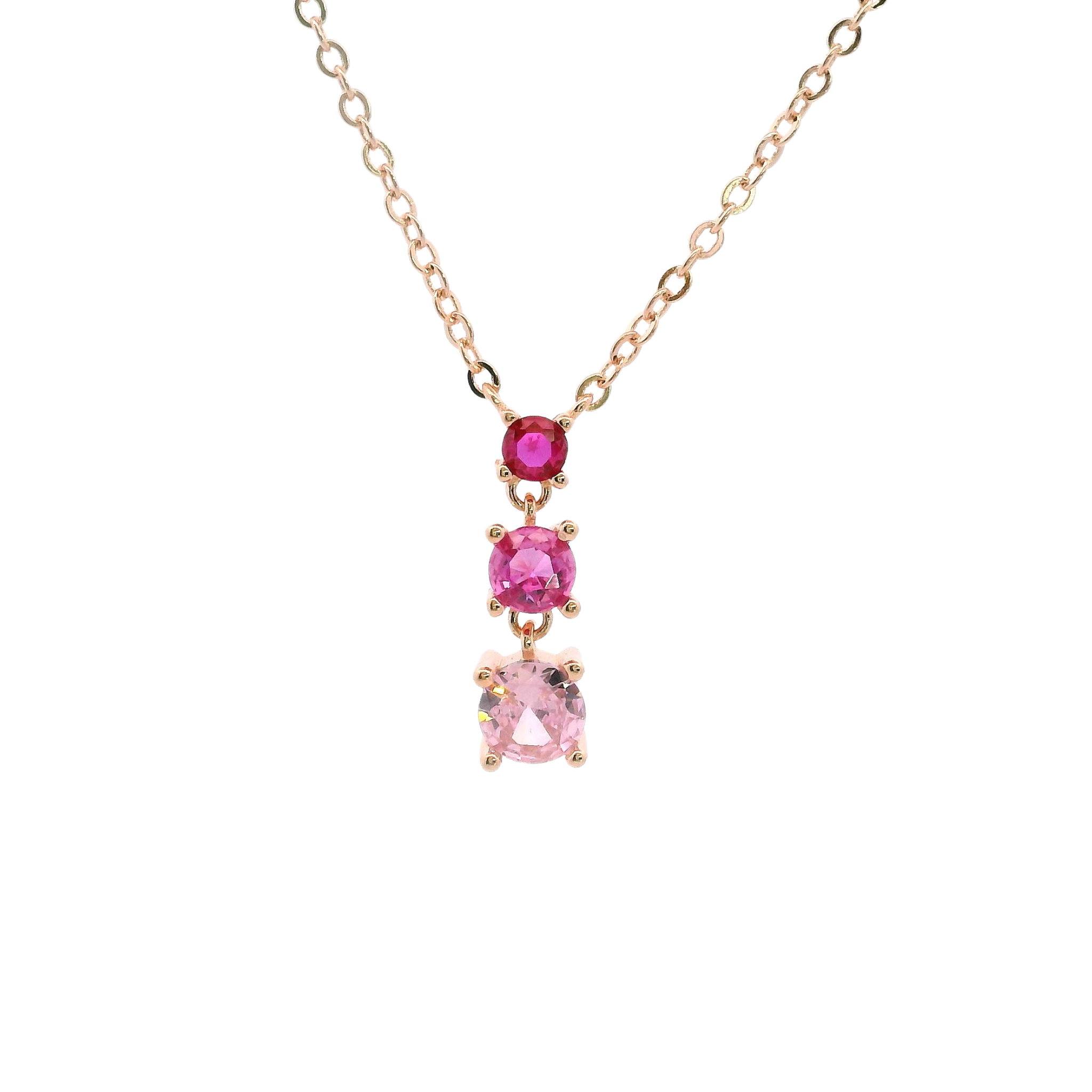 925RG TRIPLE STONE FUSHIA NECKLACE