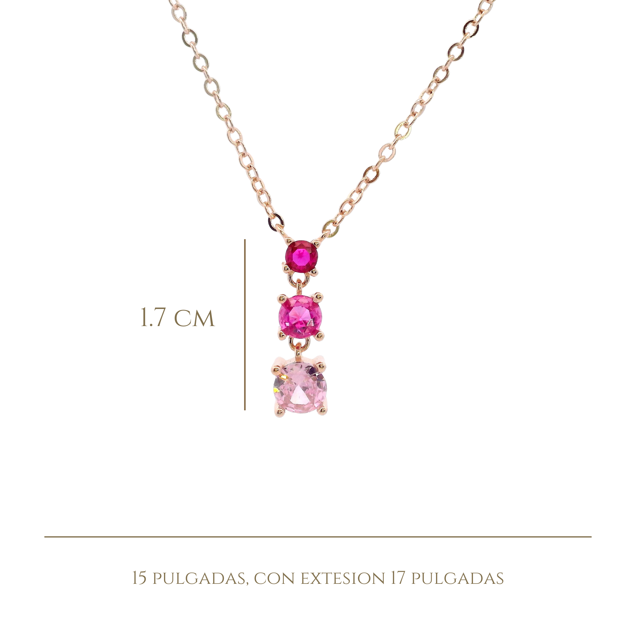 925RG TRIPLE STONE FUSHIA NECKLACE