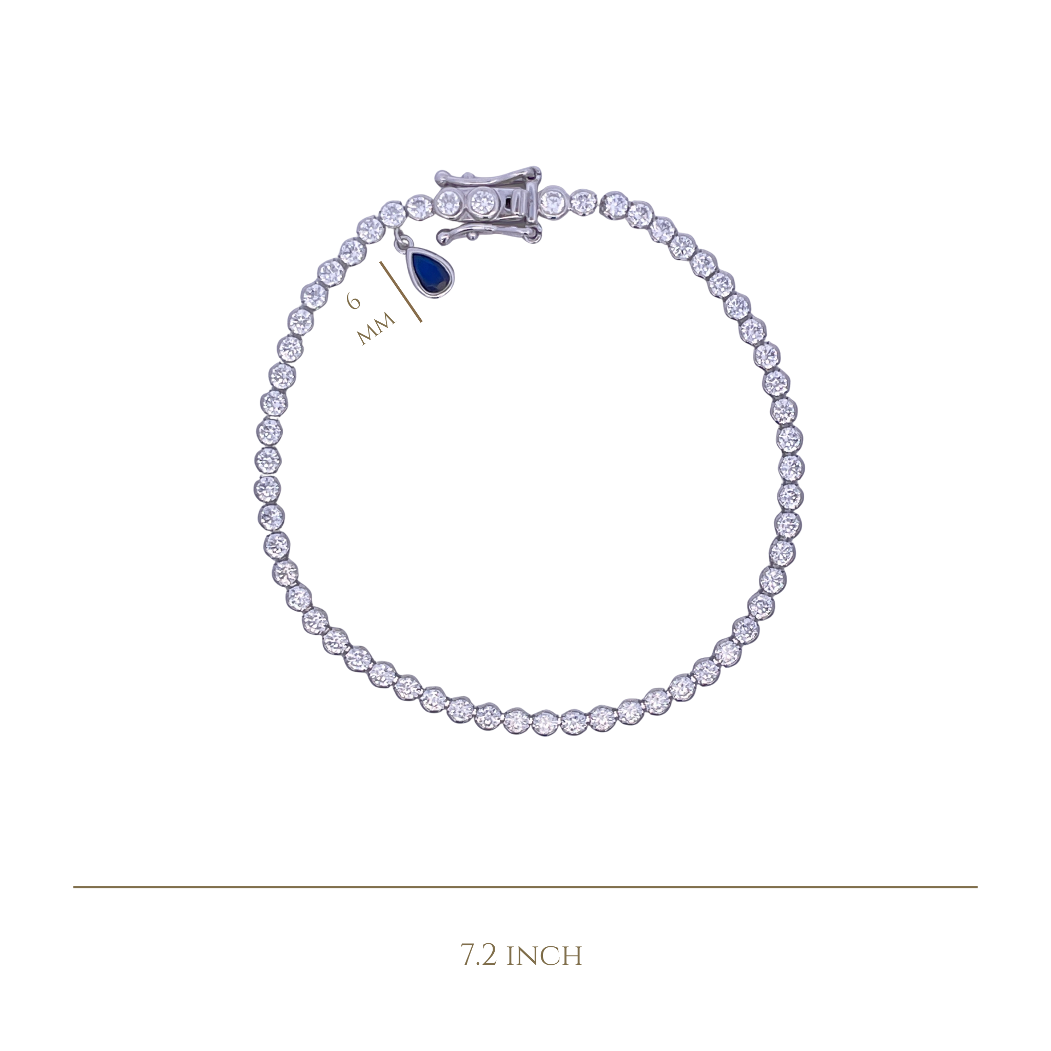 925SL TENNIS AND DROP CZ BLUE BRACELET