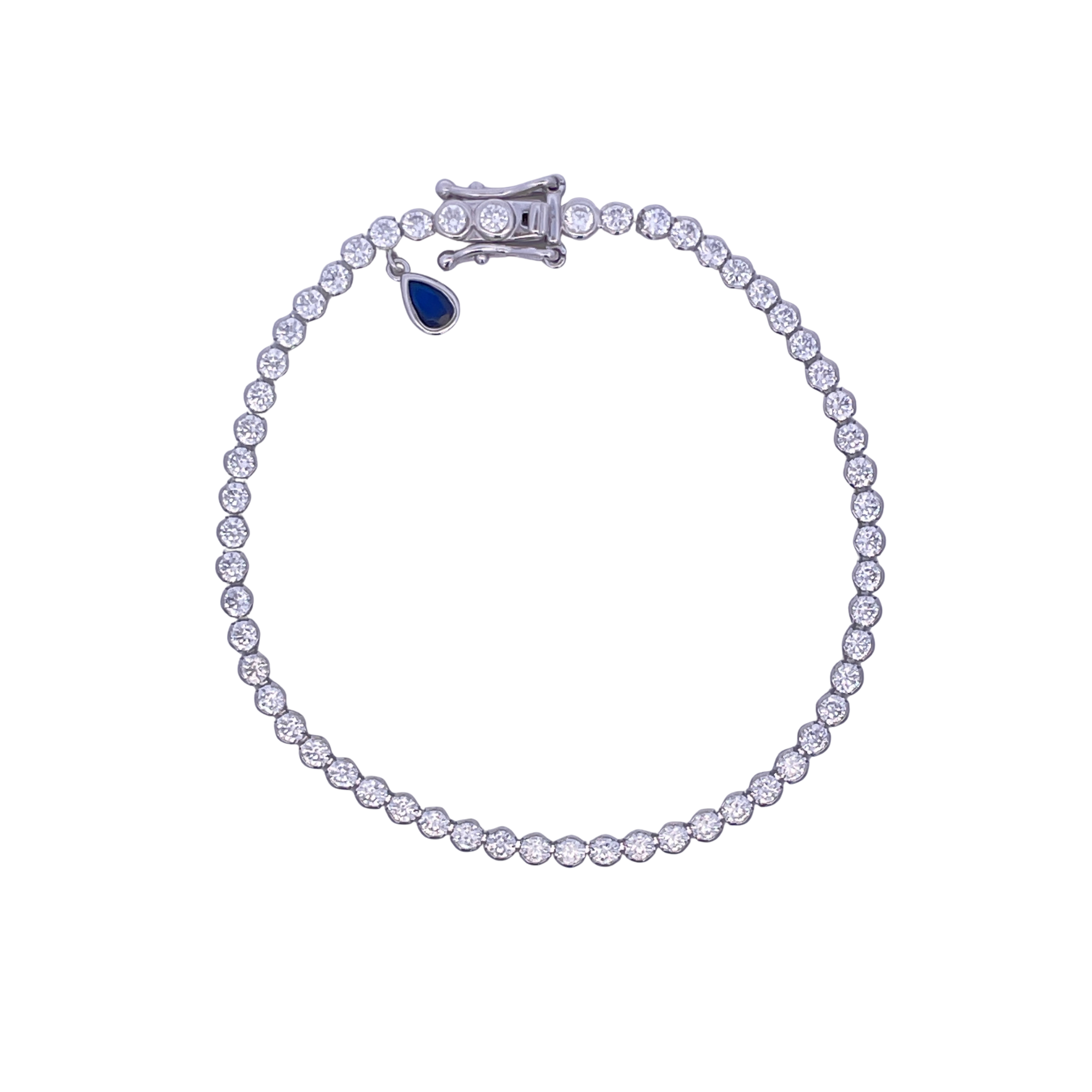 925SL TENNIS AND DROP CZ BLUE BRACELET