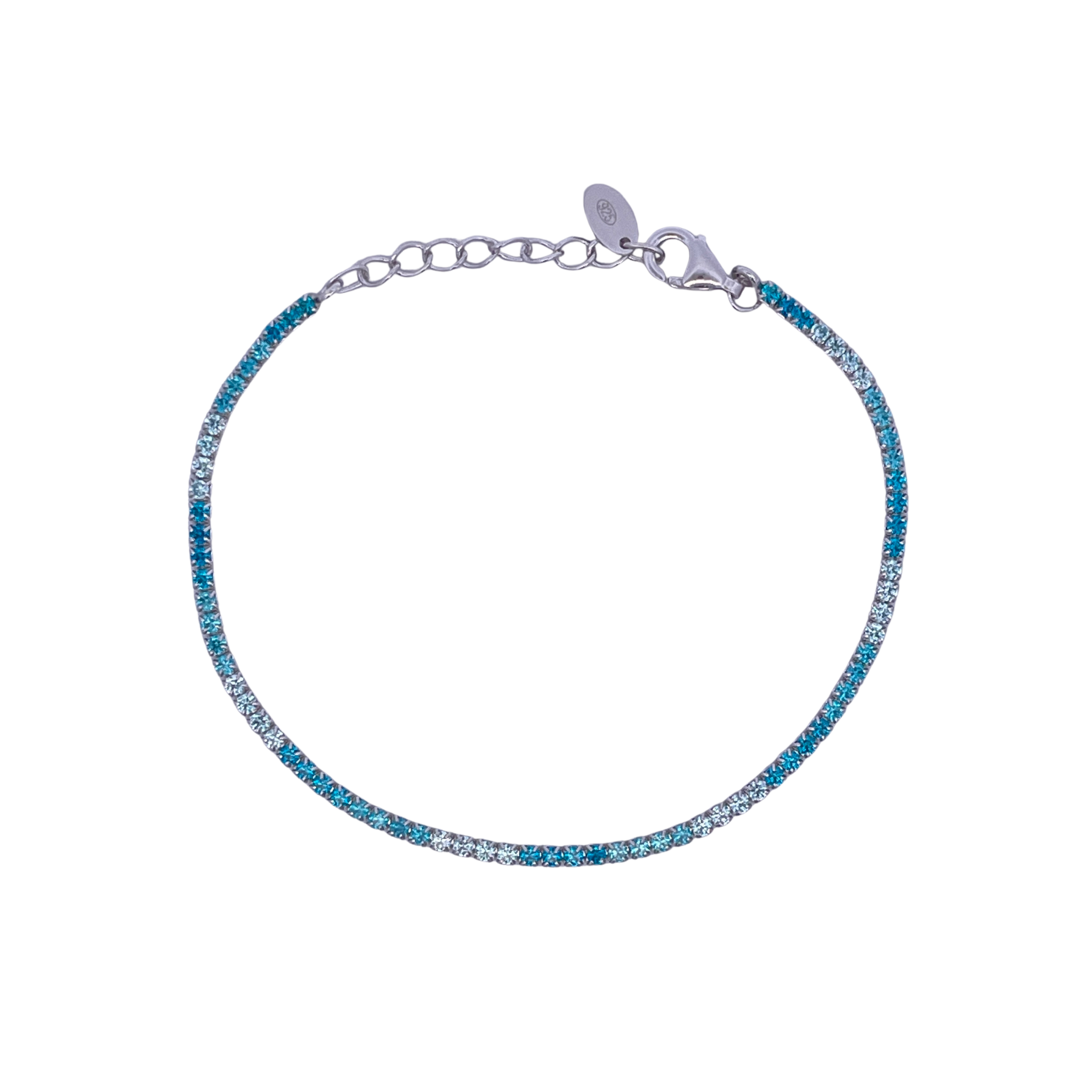 925SL MINI TENNIS CZ SKY BLUE BRACELET