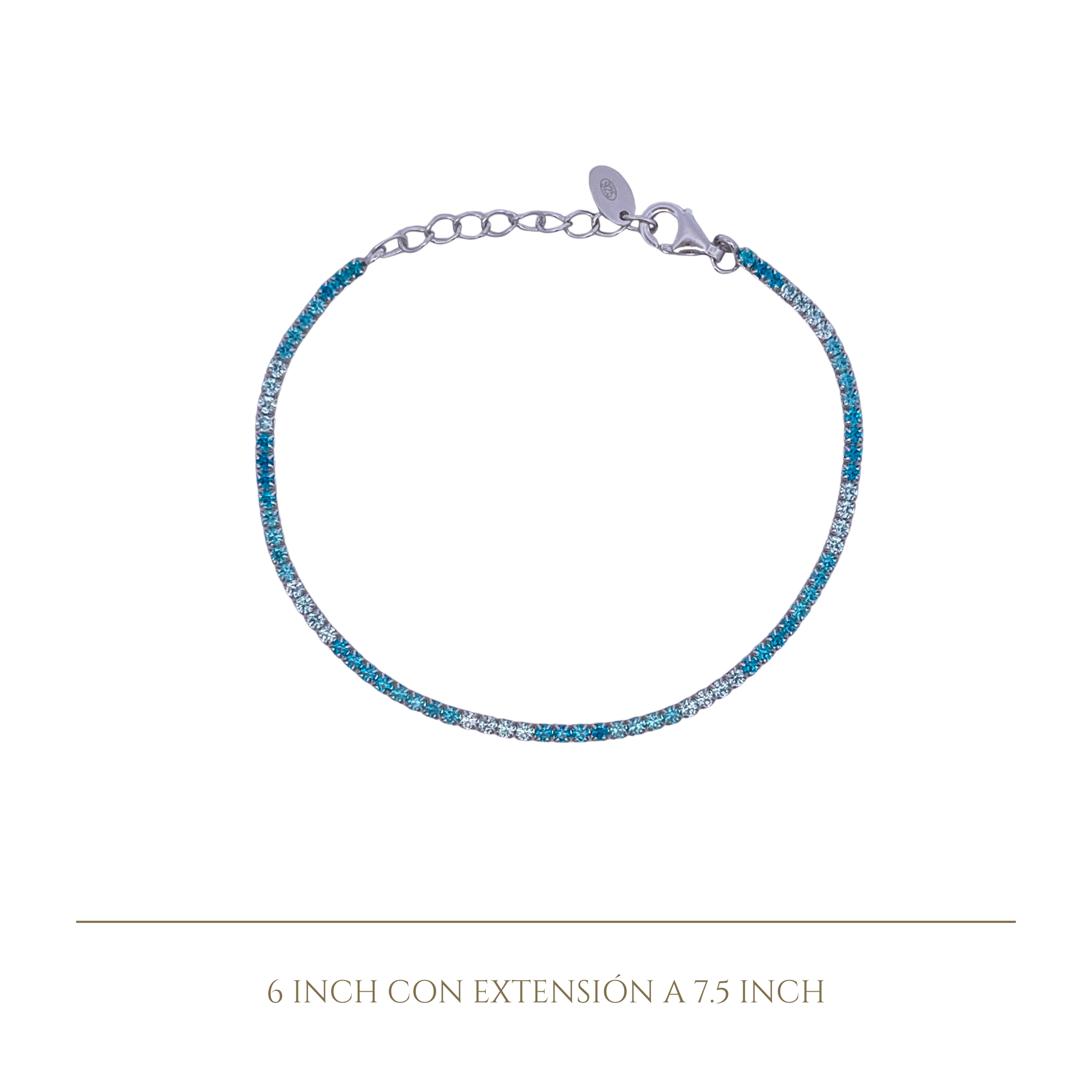 925SL MINI TENNIS CZ SKY BLUE BRACELET