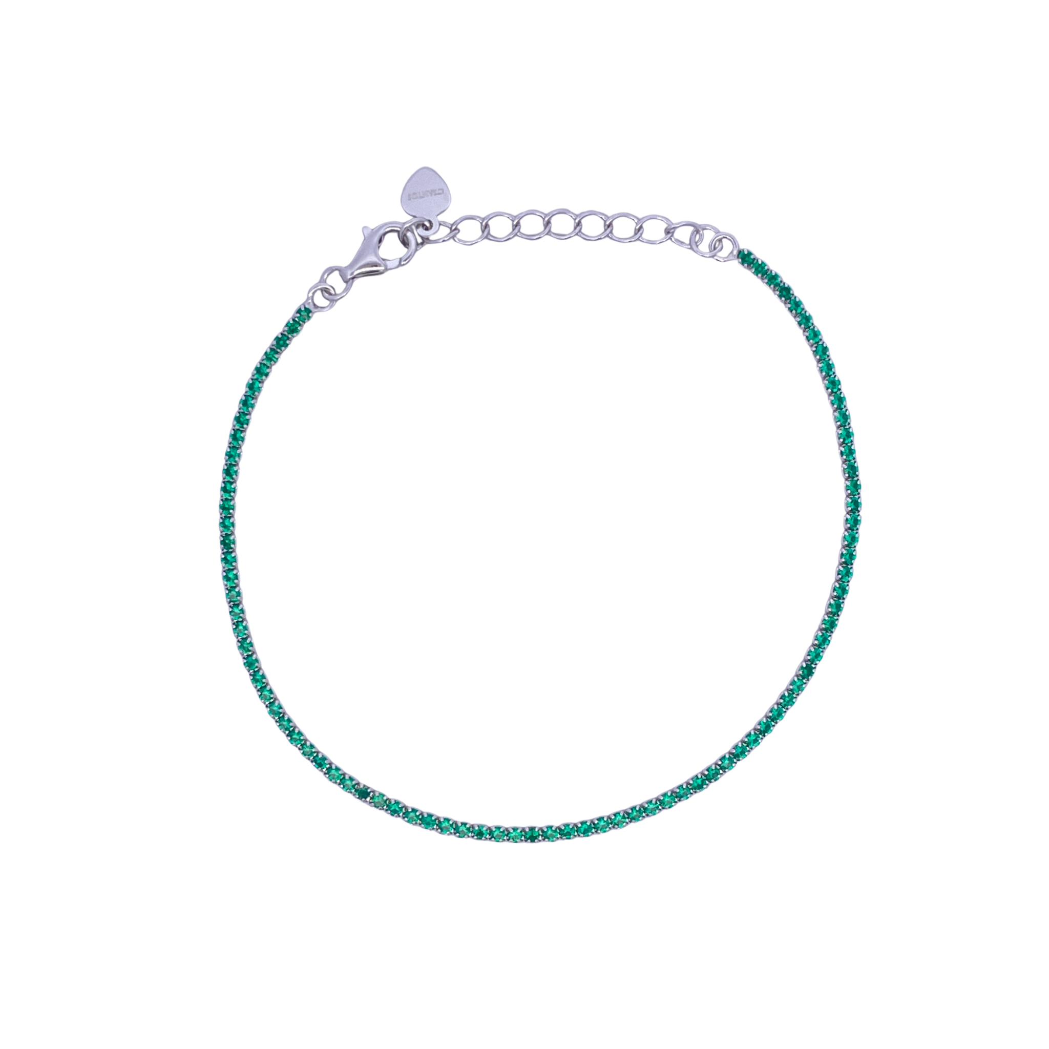 925SL MINI TENNIS CZ GREEN BRACELET