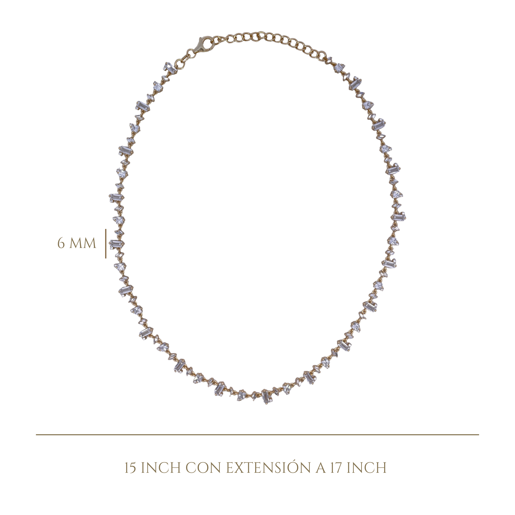 925YG TENNIS DIFFERENT CUTS CZ NECKLACE
