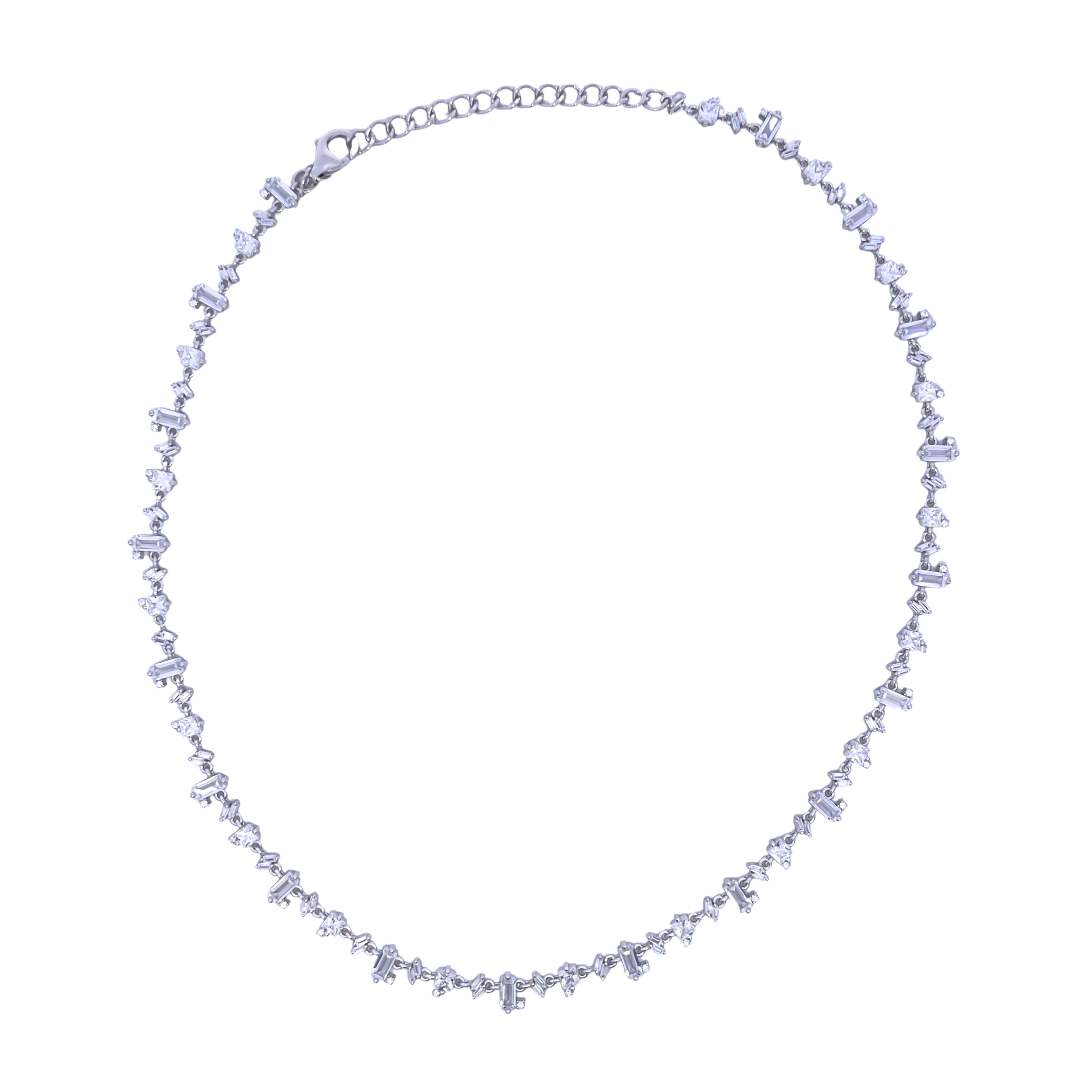 925SL TENNIS DIFFERENT CUTS CZ NECKLACE